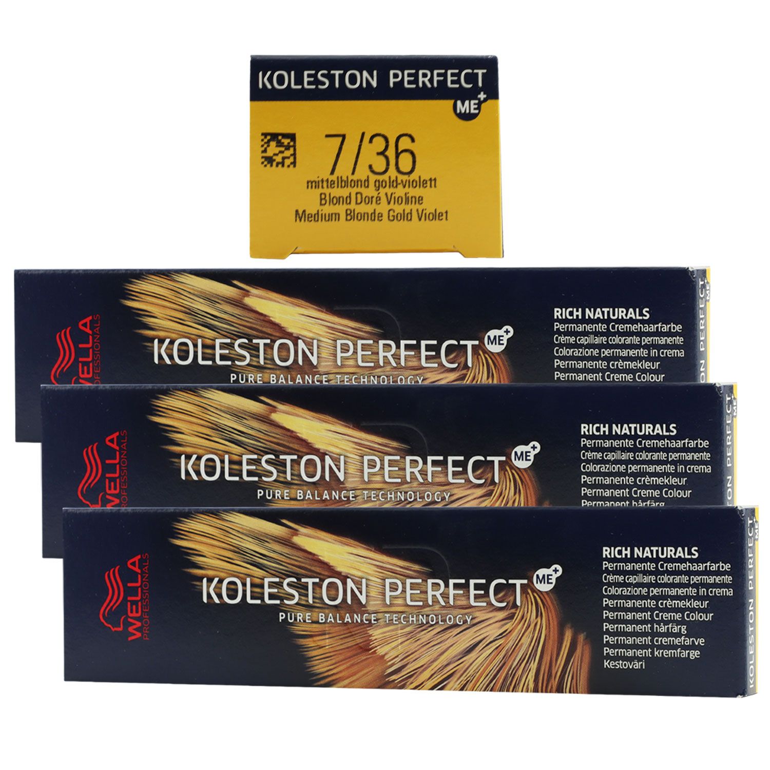 Wella Koleston 3 x 60 ml 7/36 mittelblond gold violett Set