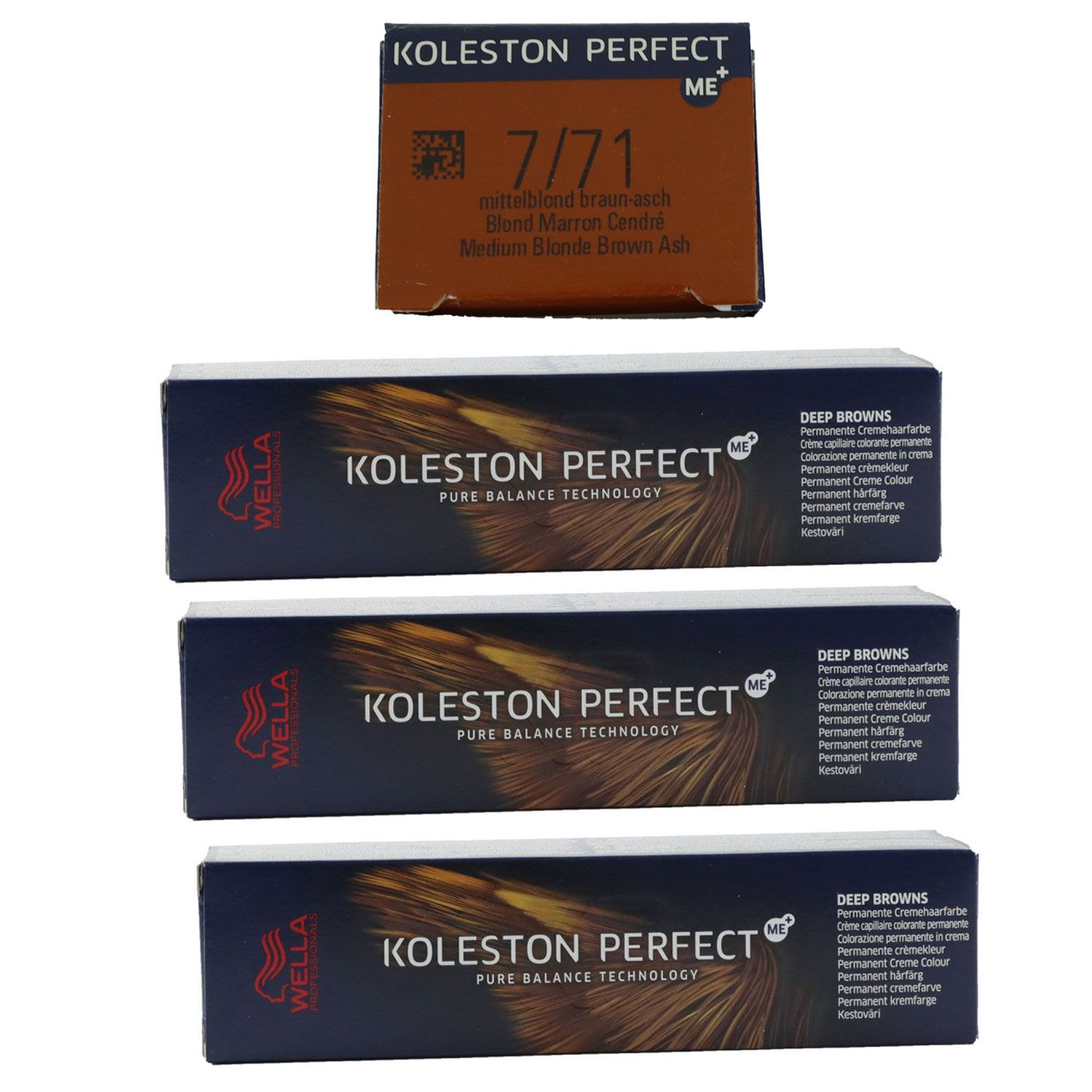 Wella Koleston 3 x 60 ml 7/71 mittelblond braun asch Set