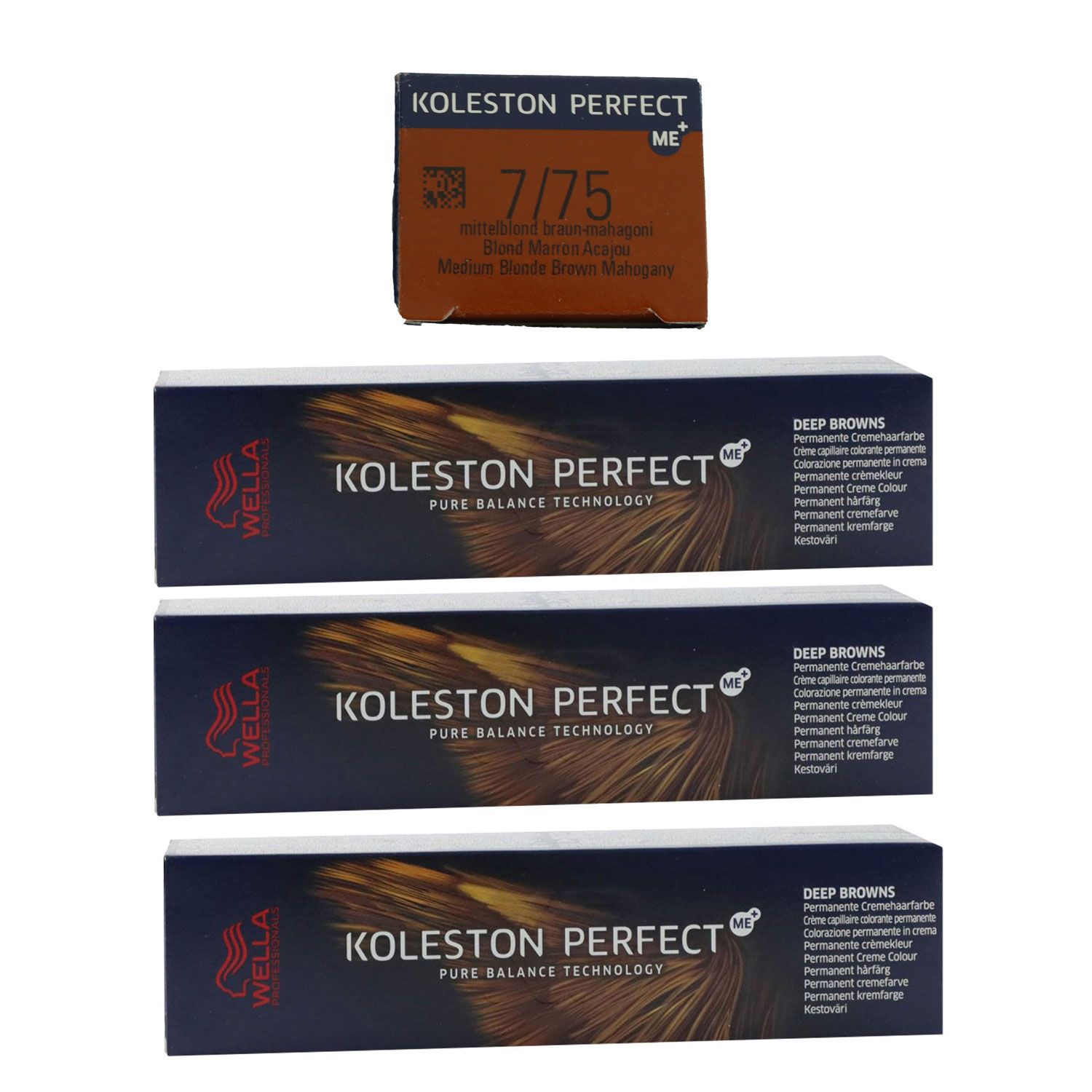 Wella Koleston 3 x 60 ml 7/75 mittelblond braun mahagoni Set