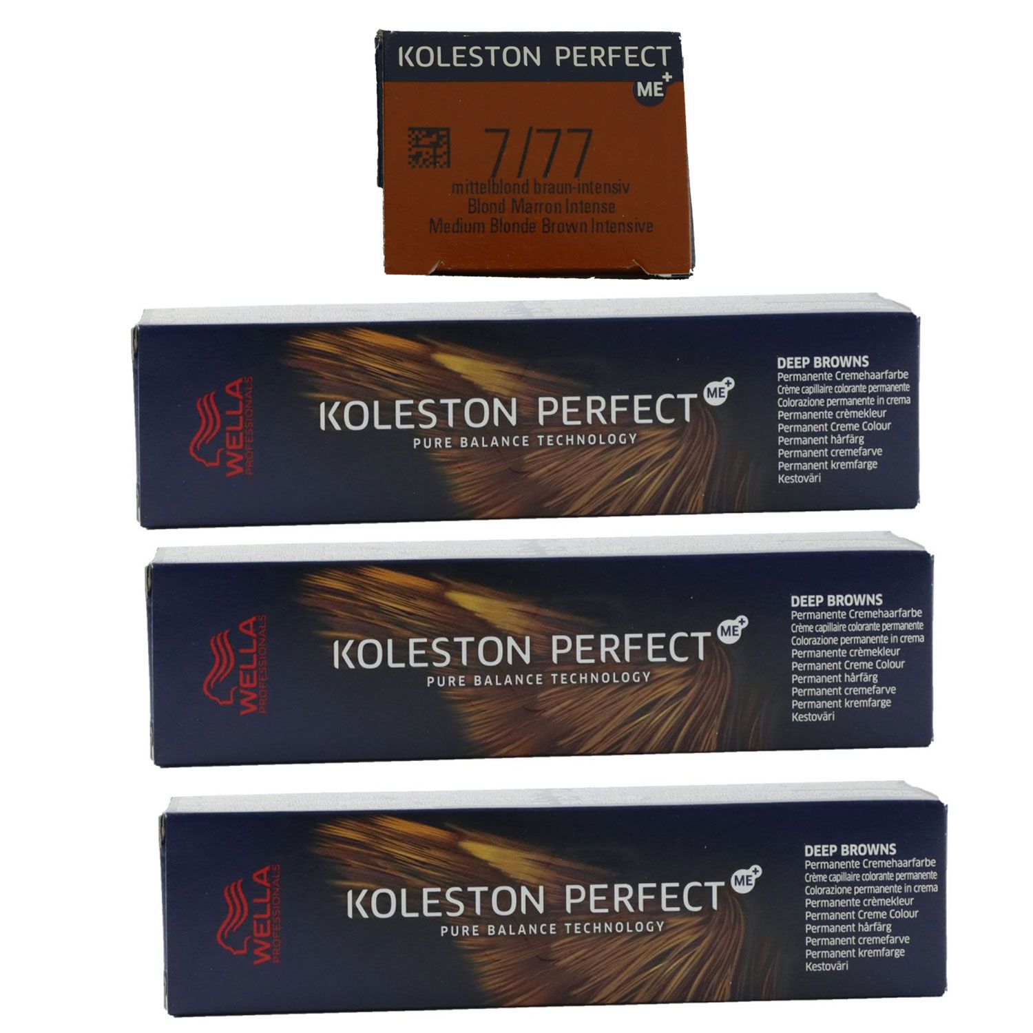 Wella Koleston 3 x 60 ml 7/77 mittelblond braun intensiv Set