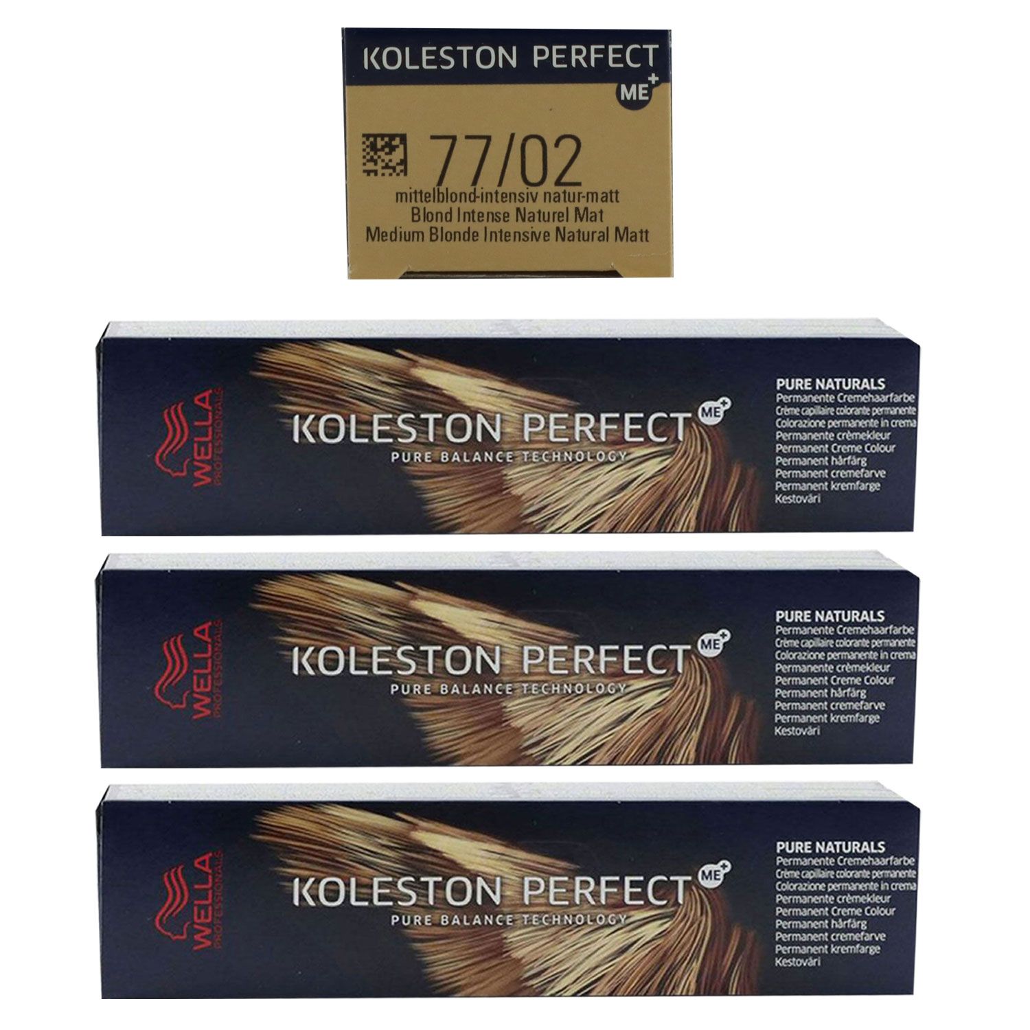 Wella Koleston 3 x 60 ml 77/02 mittelblond intensiv natur matt Set