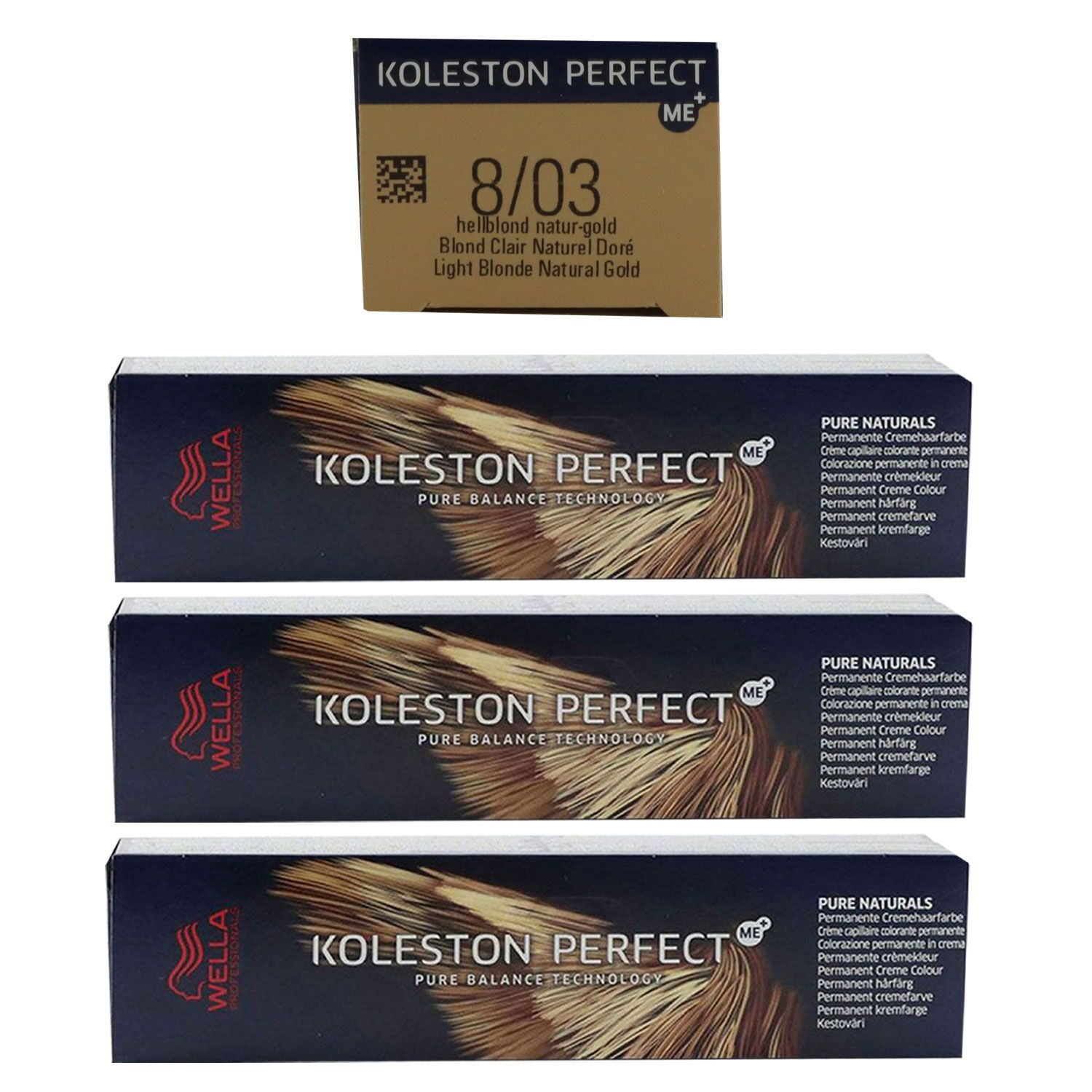 Wella Koleston 3 x 60 ml 8/03 hellblond natur gold Set