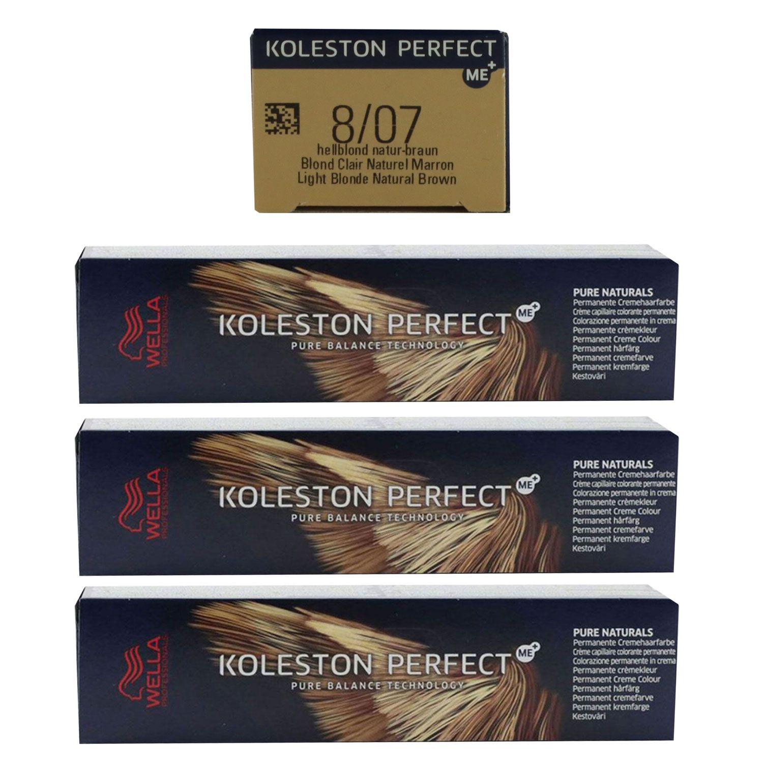Wella Koleston 3 x 60 ml 8/07 hellblond natur braun Set