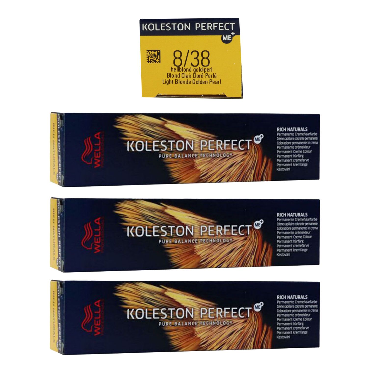 Wella Koleston 3 x 60 ml 8/38 hellblond gold pearl Set