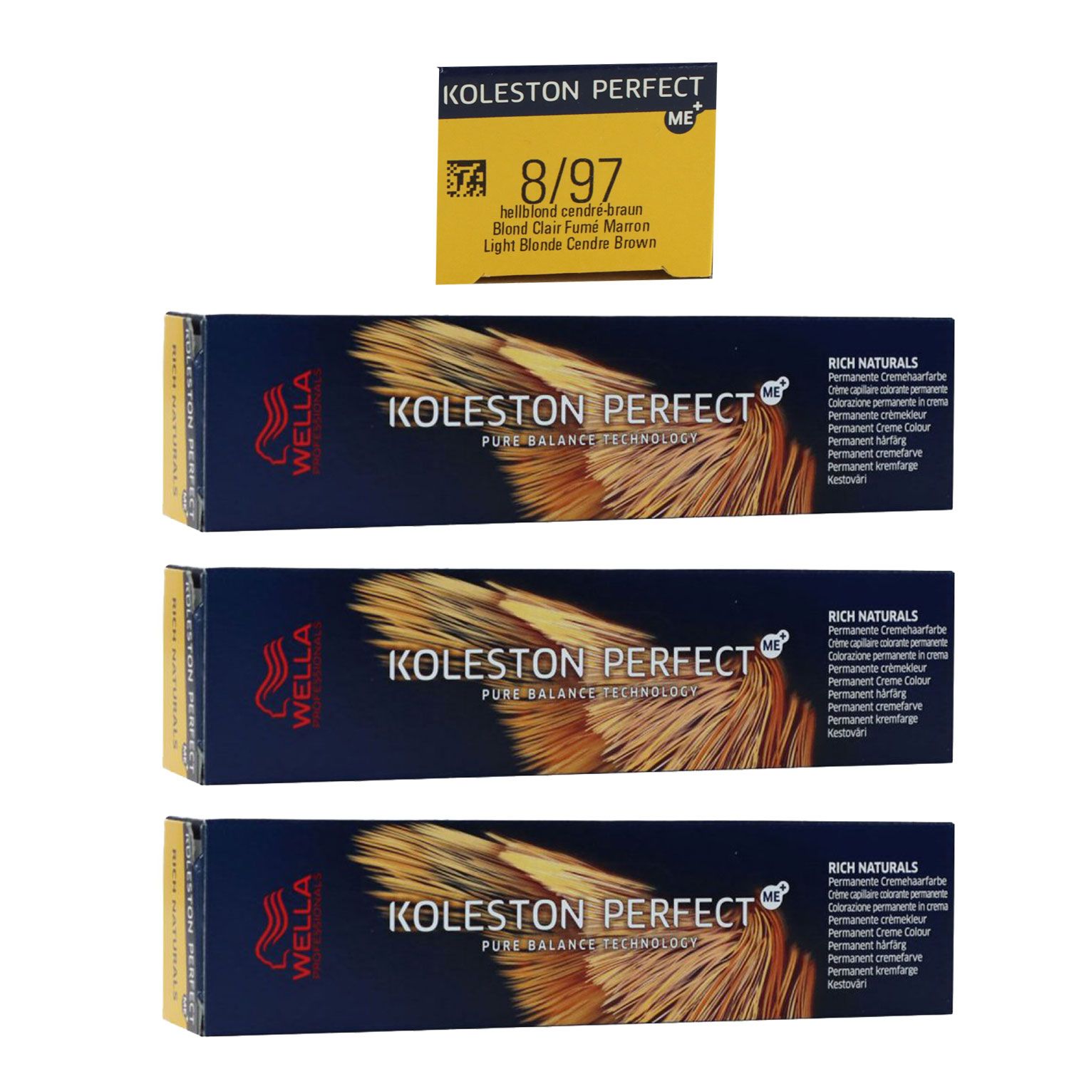 Wella Koleston 3 x 60 ml 8/97 hellblond cendre braun Set