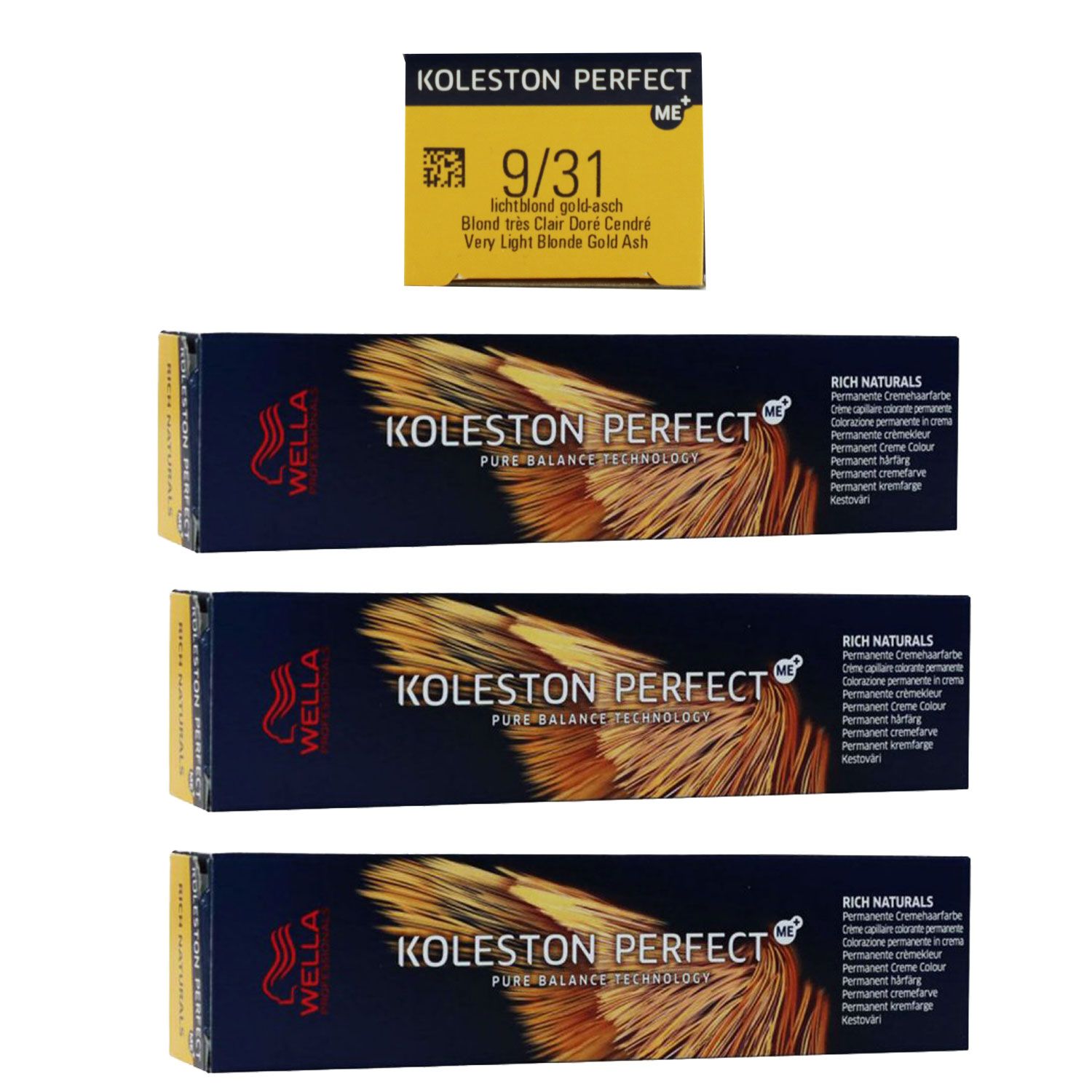 Wella Koleston 3 x 60 ml 9/31 lichtblond gold asch Set