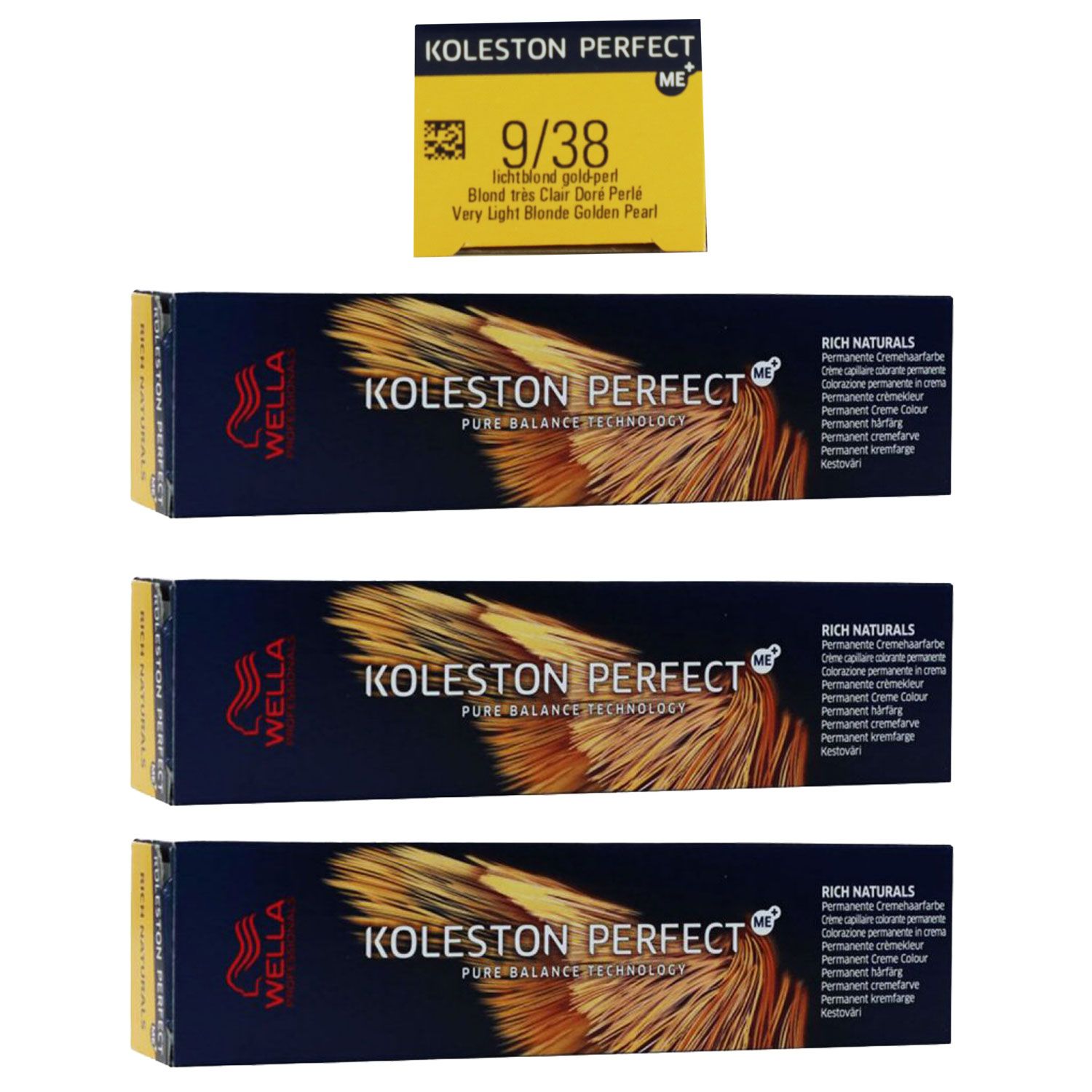 Wella Koleston 3 x 60 ml 9/38 lichtblond gold pearl Set