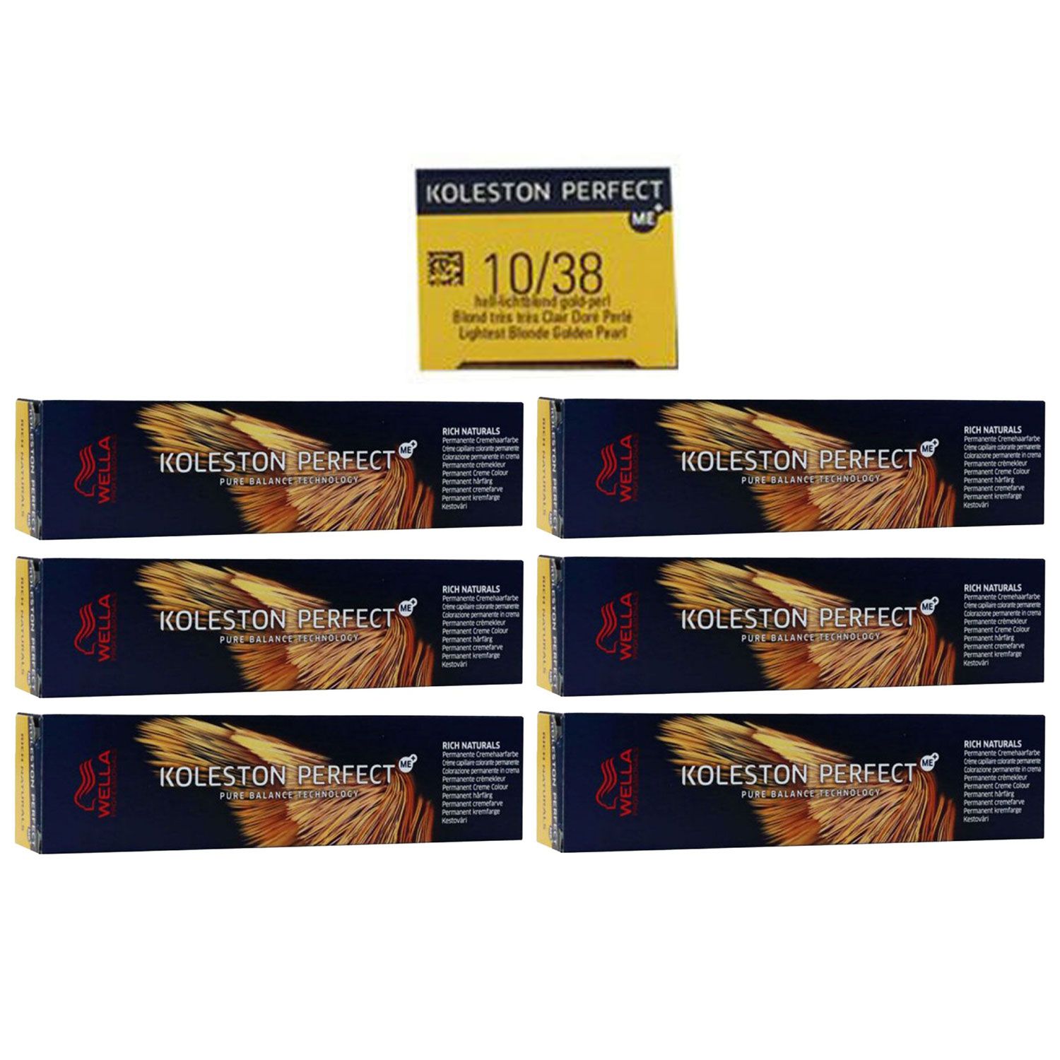 Wella Koleston 6 x 60 ml 10/38 hell lichtblond gold pearl Set