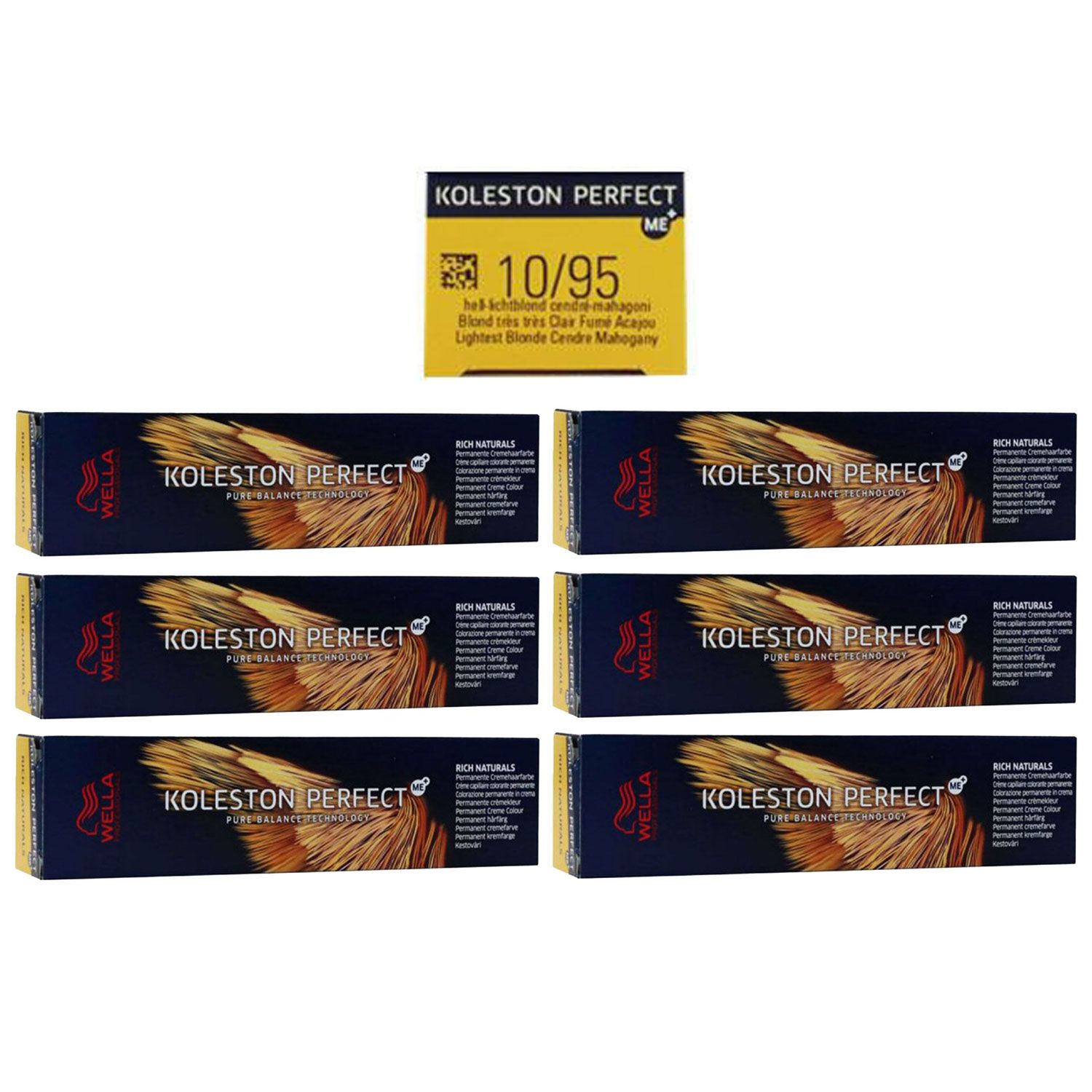 Wella Koleston 6 x 60 ml 10/95 hell lichtblond cendre mahagoni Set