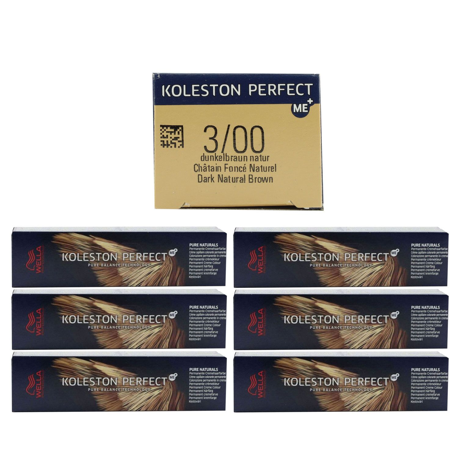 Wella Koleston 6 x 60 ml 3/00 dunkelbraun natur intensiv Set