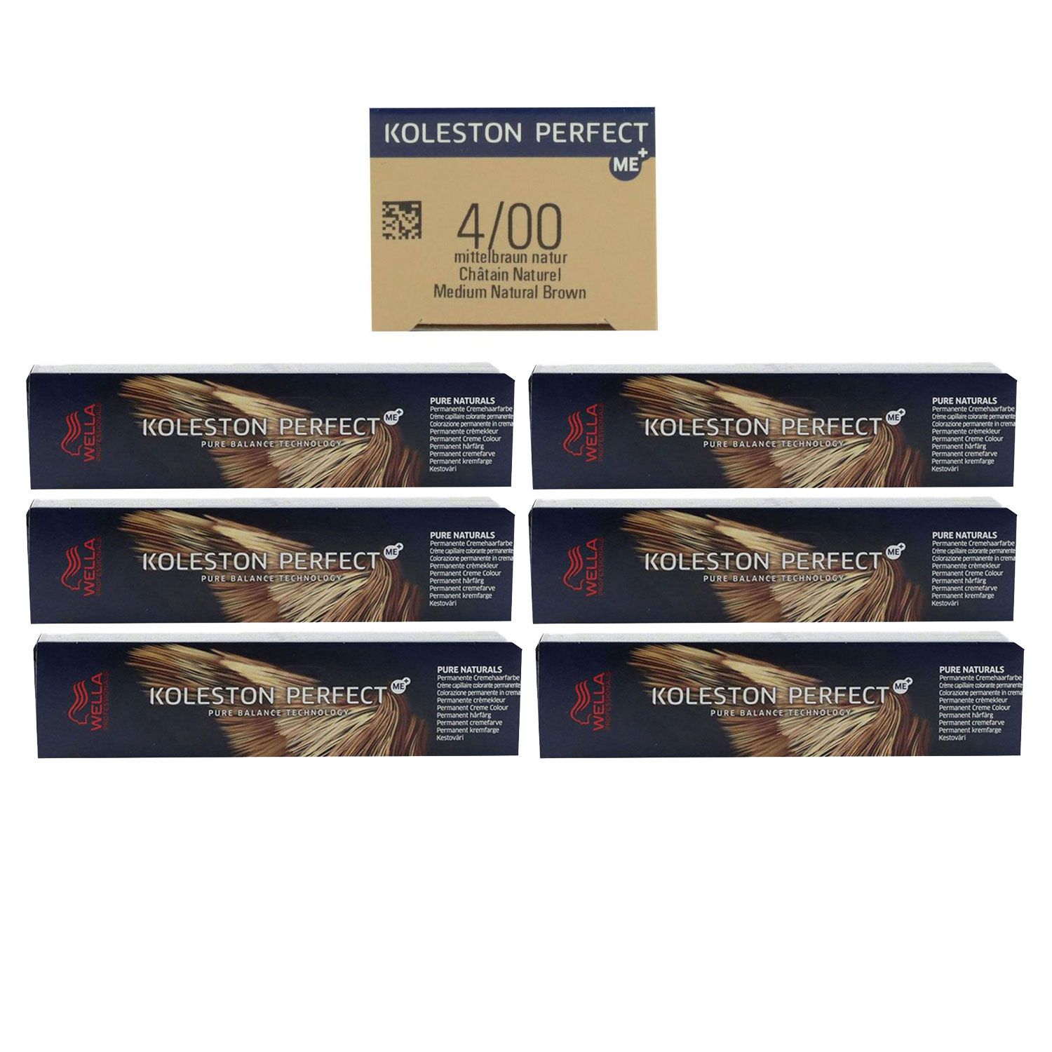 Wella Koleston 6 x 60 ml 4/00 mittelbraun natur Set