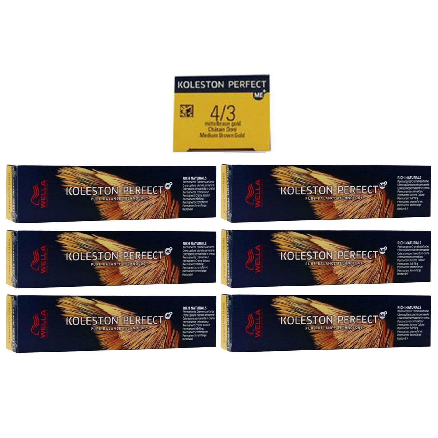 Wella Koleston 6 x 60 ml 4/3 mittelbraun gold Set