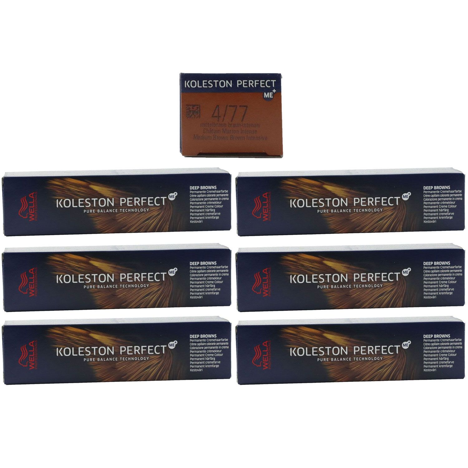Wella Koleston 6 x 60 ml 4/77 mittelbraun braun-intensiv Set