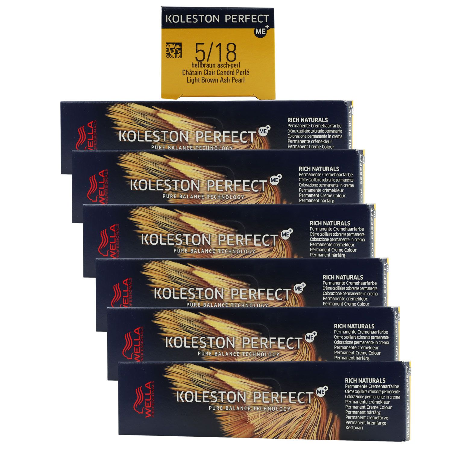 Wella Koleston 6 x 60 ml 5/18 hellbraun asch perl Set