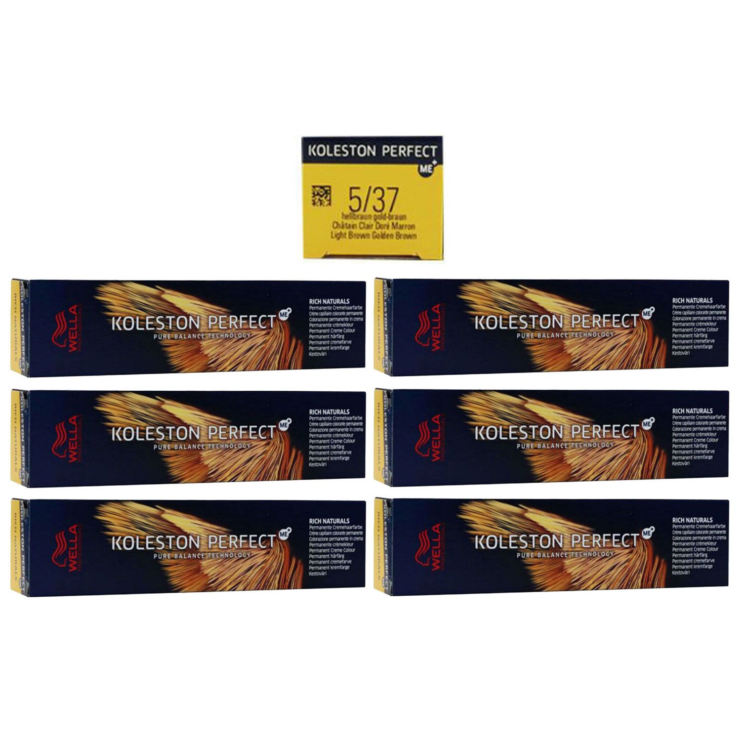 Wella Koleston 6 x 60 ml 5/37 hellbraun gold braun Set