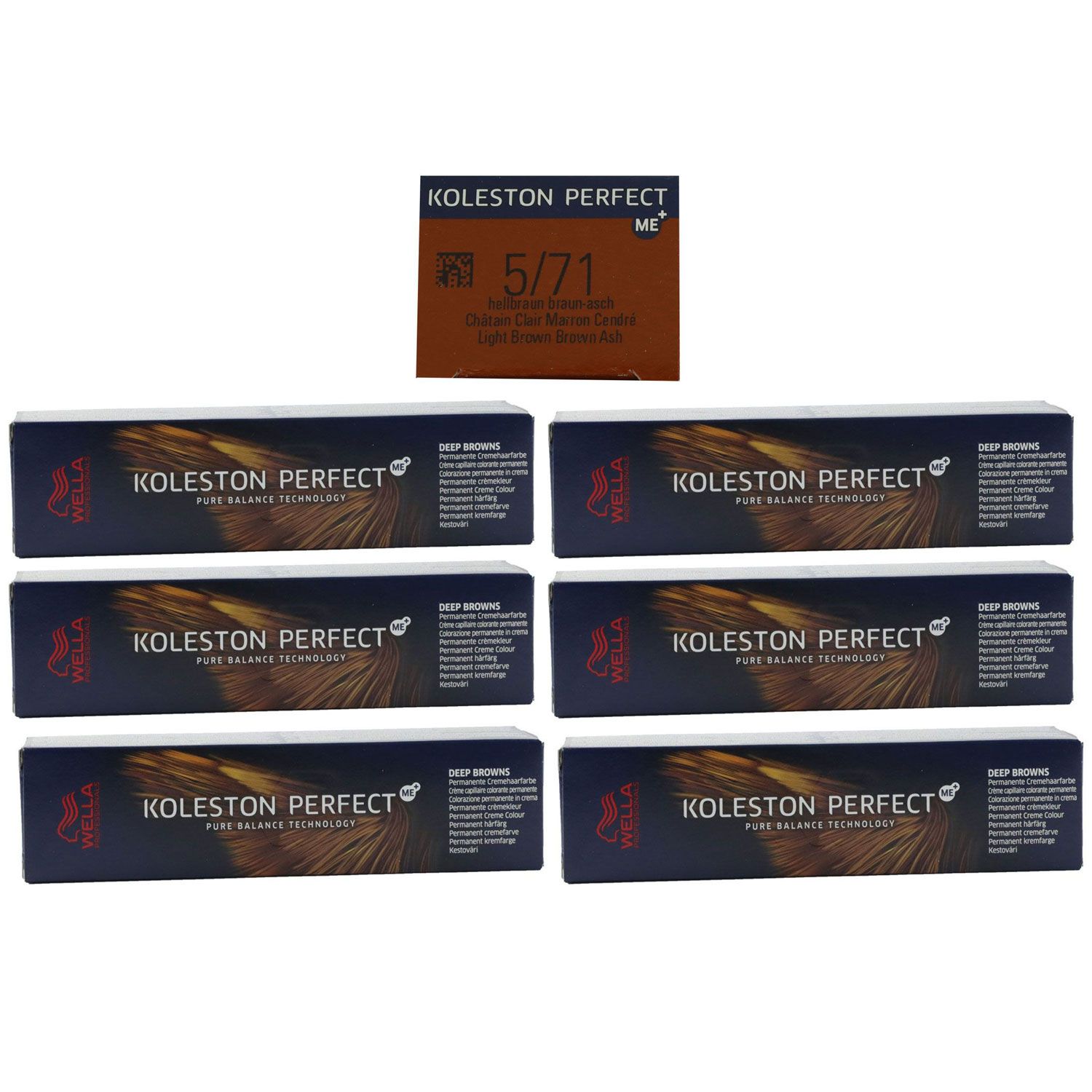 Wella Koleston 6 x 60 ml 5/71 hellbraun braun asch Set
