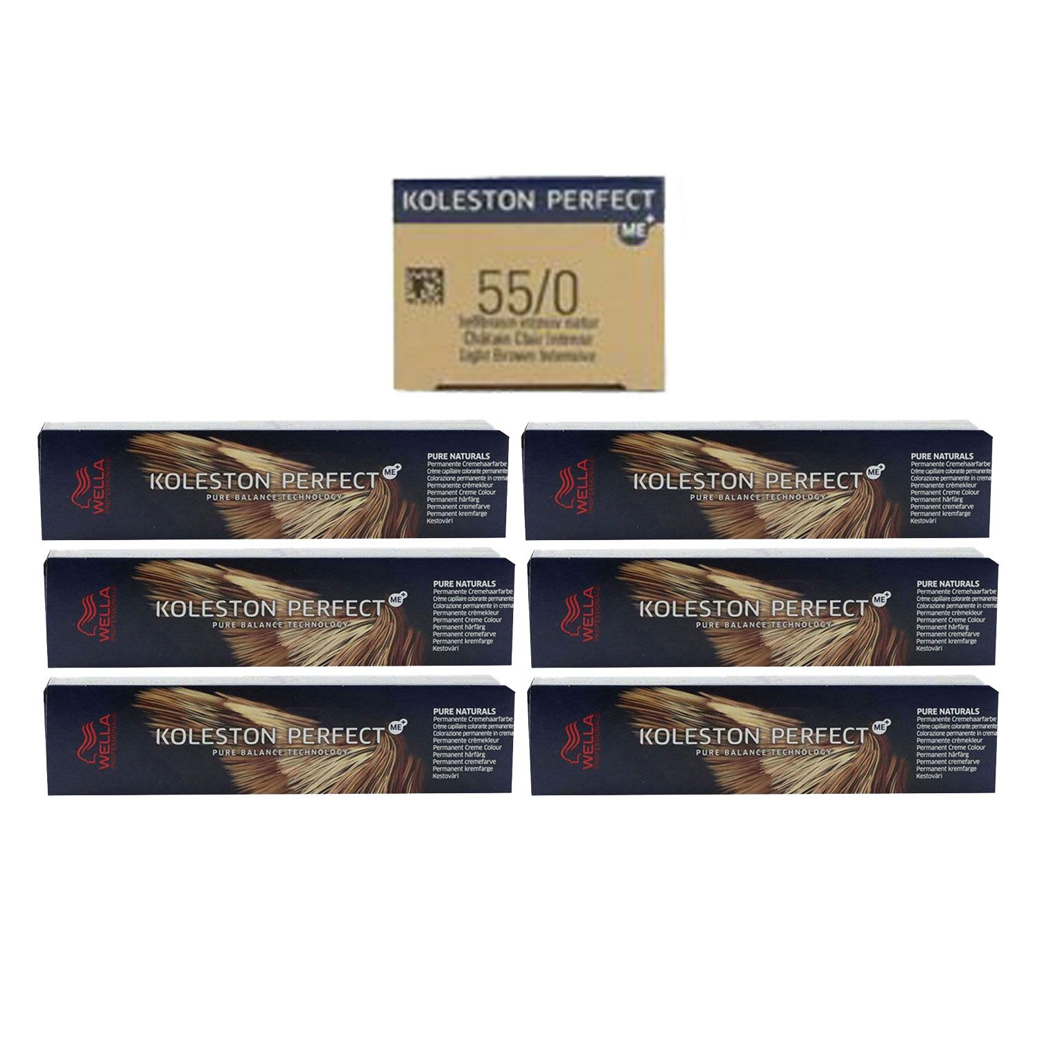 Wella Koleston 6 x 60 ml 55/0 hellbraun intensiv natur Set