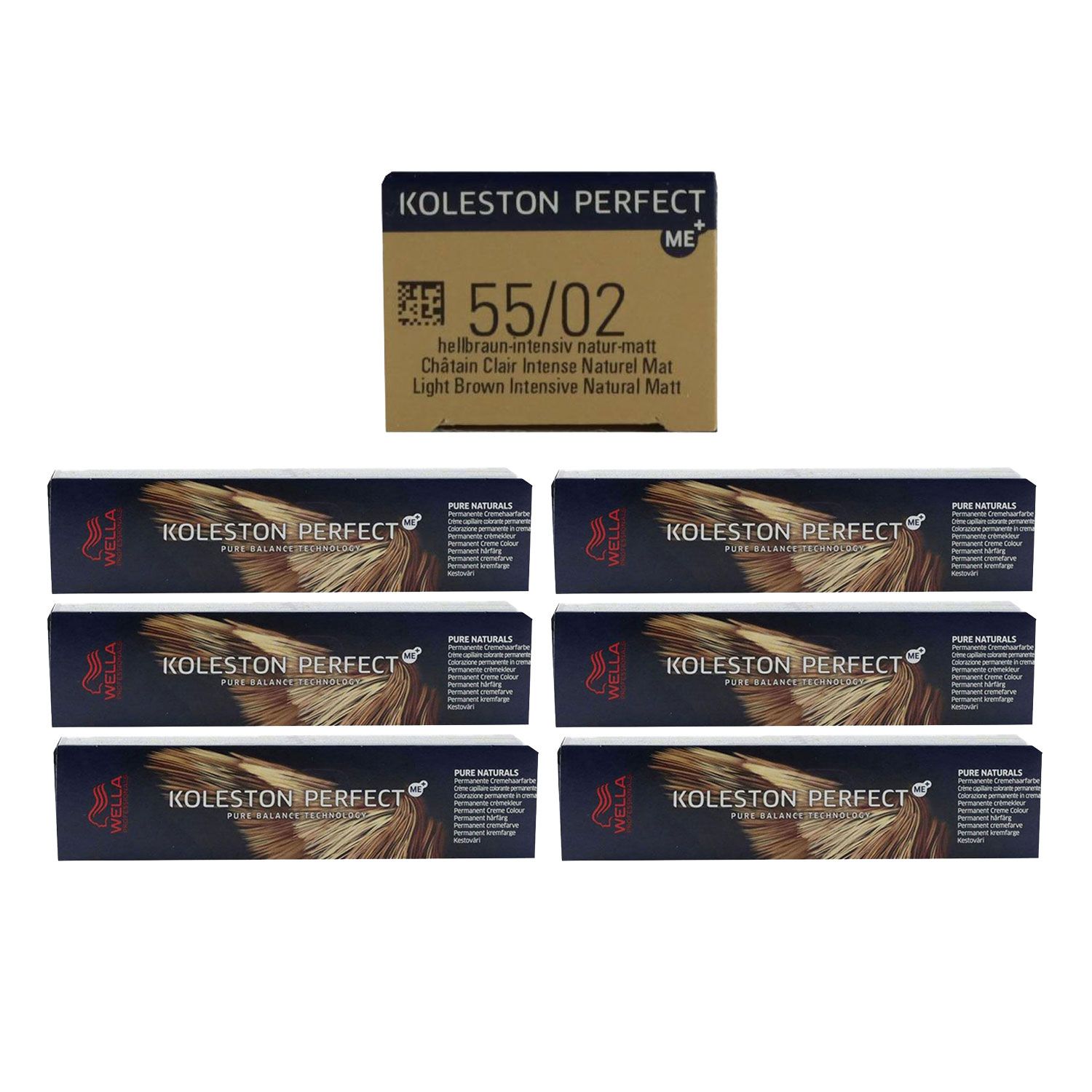 Wella Koleston 6 x 60 ml 55/02 hellbraun intensiv natur matt Set