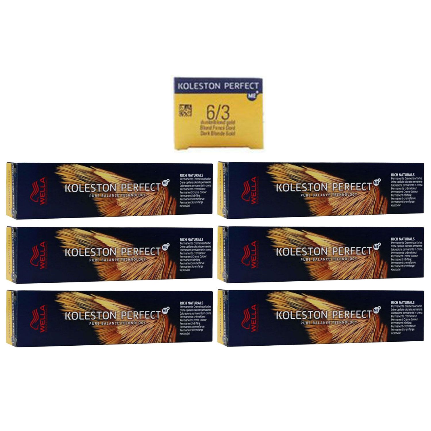 Wella Koleston 6 x 60 ml 6/3 dunkelblond gold Set
