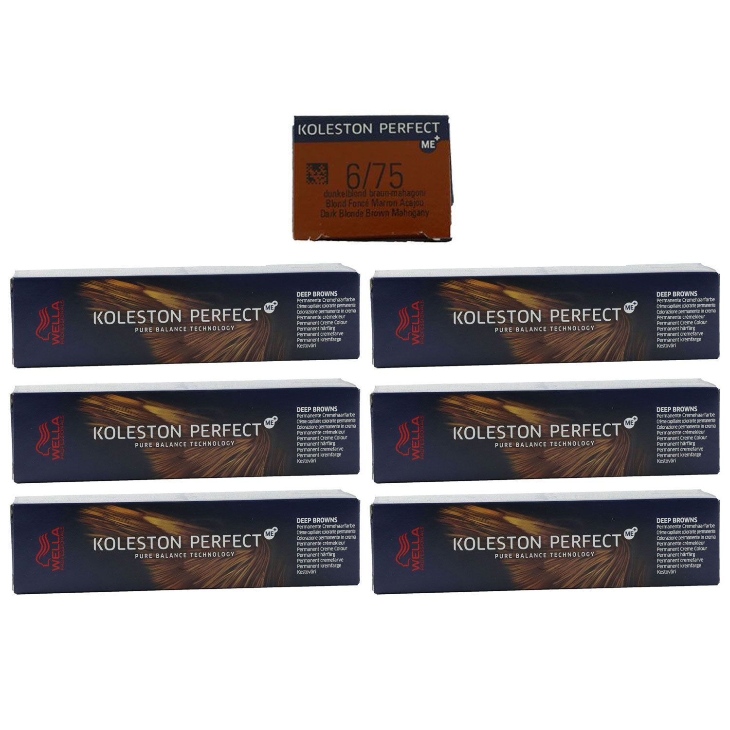 Wella Koleston 6 x 60 ml 6/75 dunkelblond braun mahagoni Set