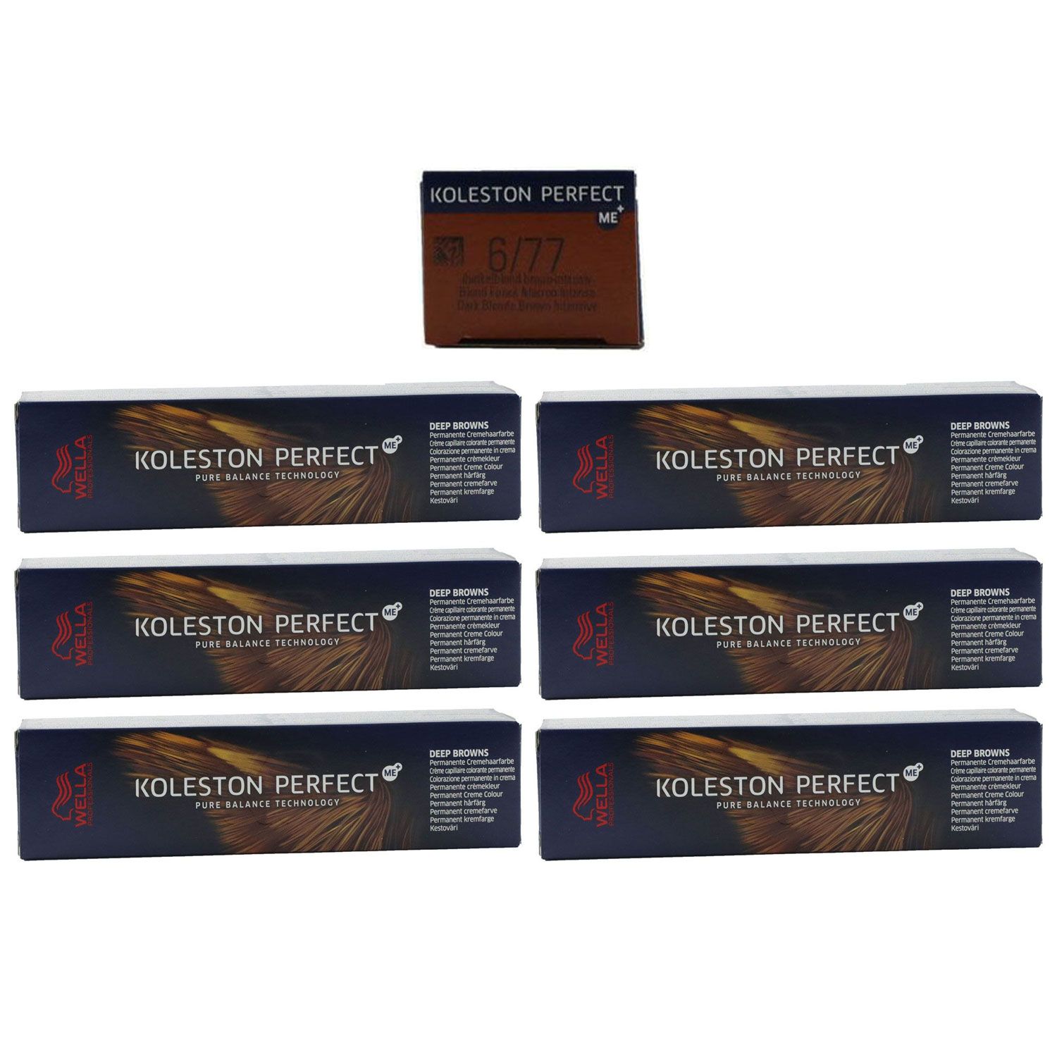 Wella Koleston 6 x 60 ml 6/77 dunkelblond braun-intensiv Set