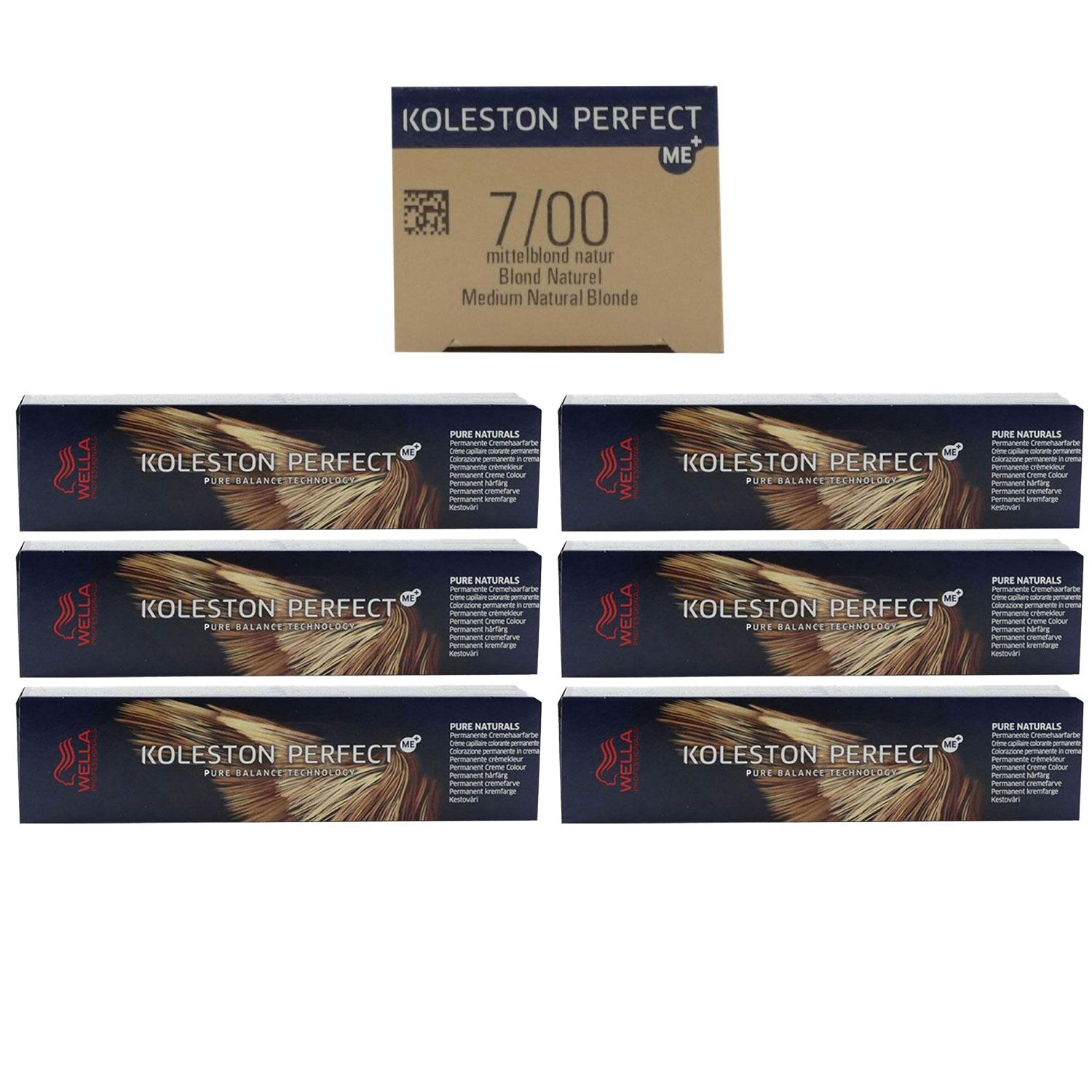 Wella Koleston 6 x 60 ml 7/00 mittelblond natur Set