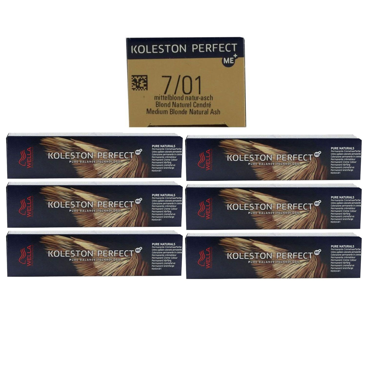 Wella Koleston 6 x 60 ml 7/01 mittelblond natur asch Set