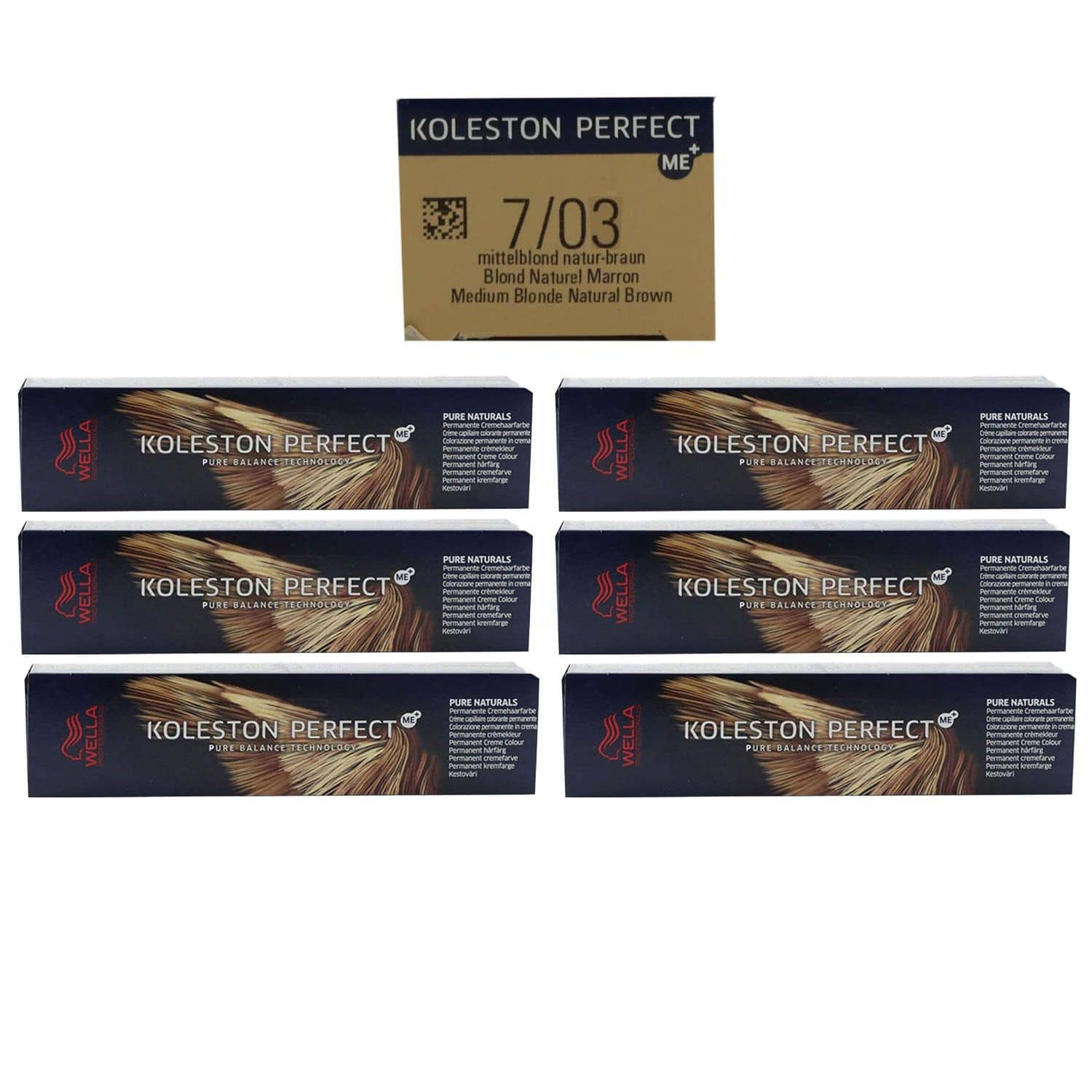 Wella Koleston 6 x 60 ml 7/03 mittelblond natur gold Set