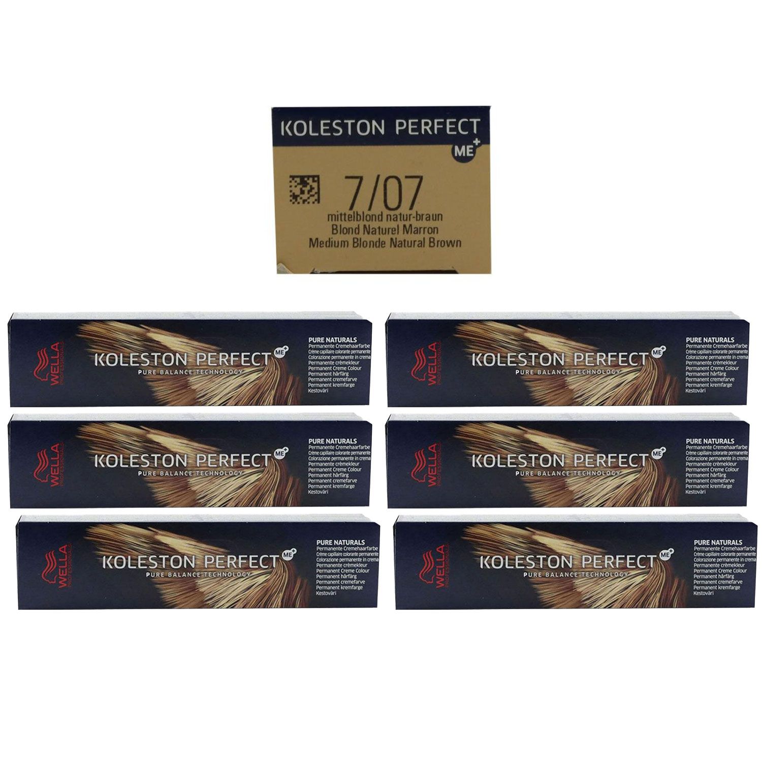 Wella Koleston 6 x 60 ml 7/07 mittelblond natur braun Set