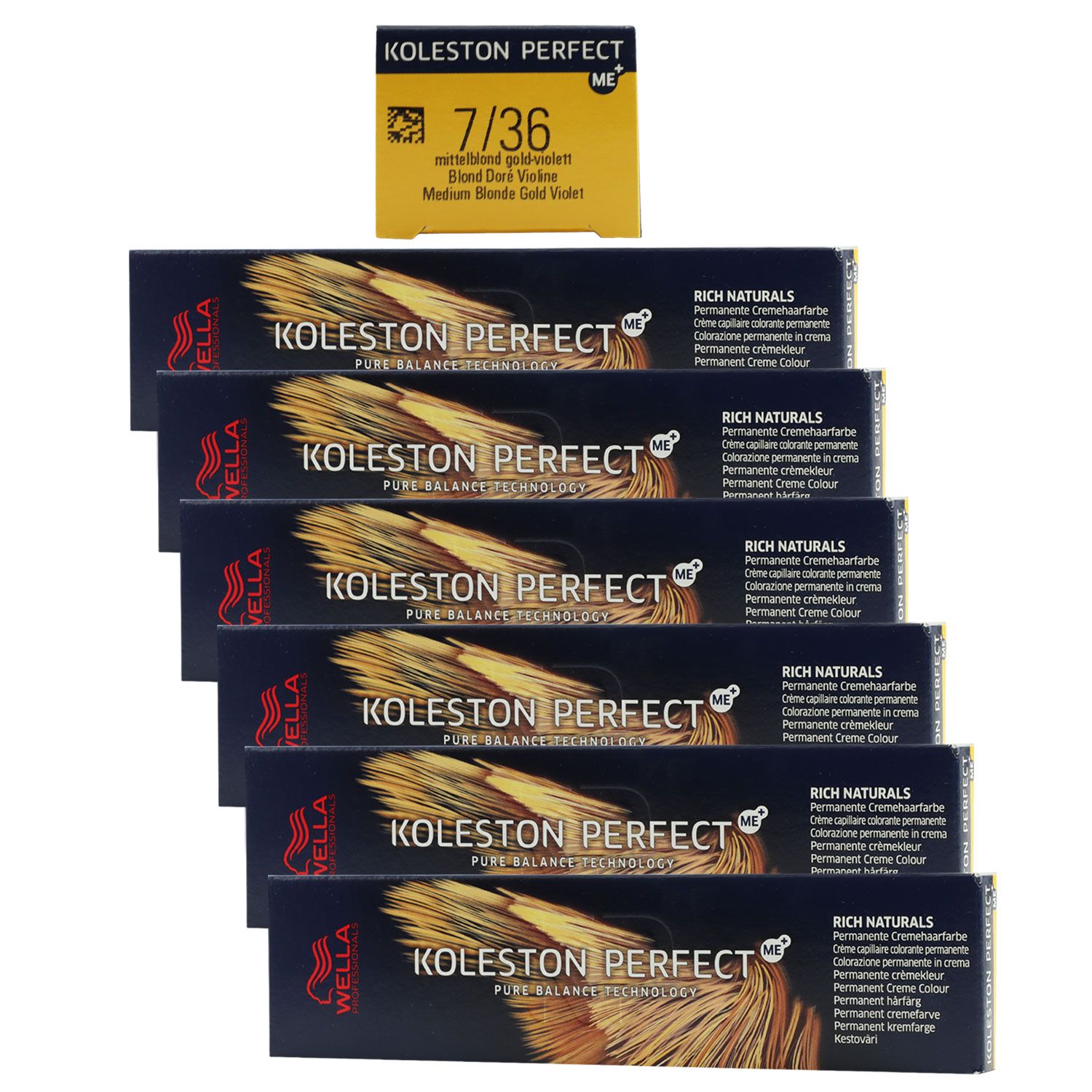 Wella Koleston 6 x 60 ml 7/36 mittelblond gold violett Set