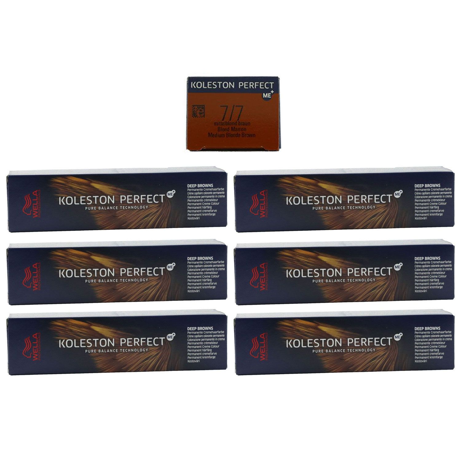 Wella Koleston 6 x 60 ml 7/7 mittelblond braun Set