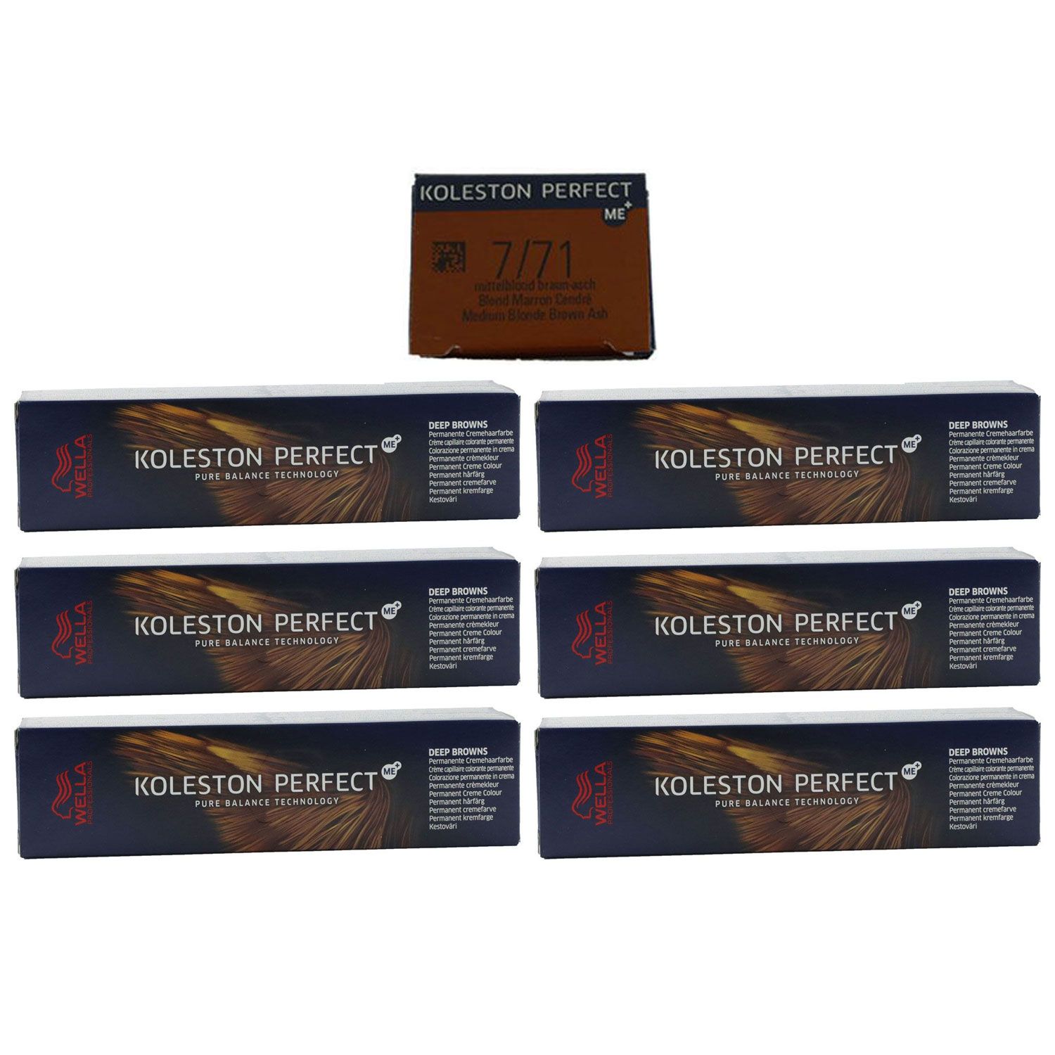 Wella Koleston 6 x 60 ml 7/71 mittelblond braun asch Set