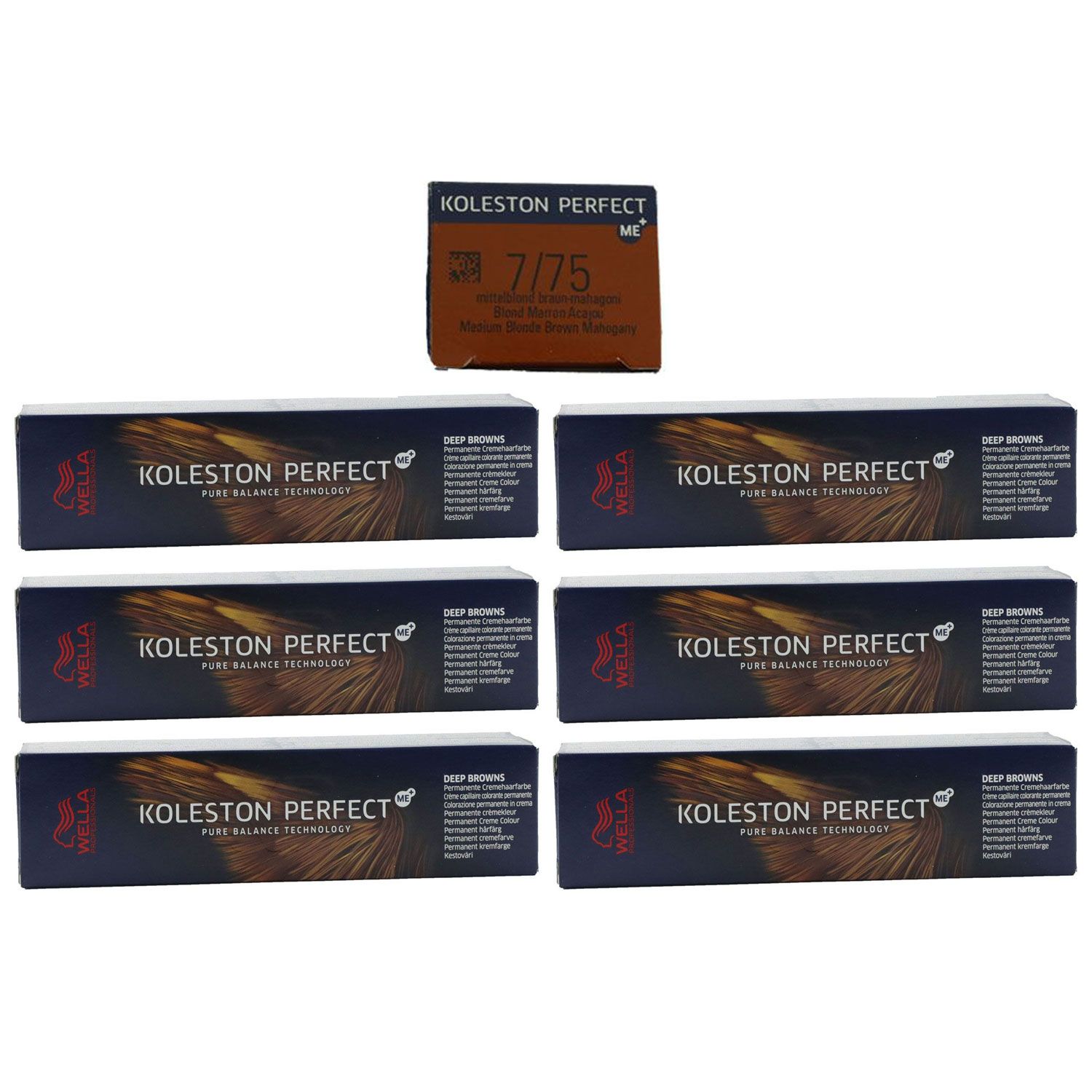 Wella Koleston 6 x 60 ml 7/75 mittelblond braun mahagoni Set
