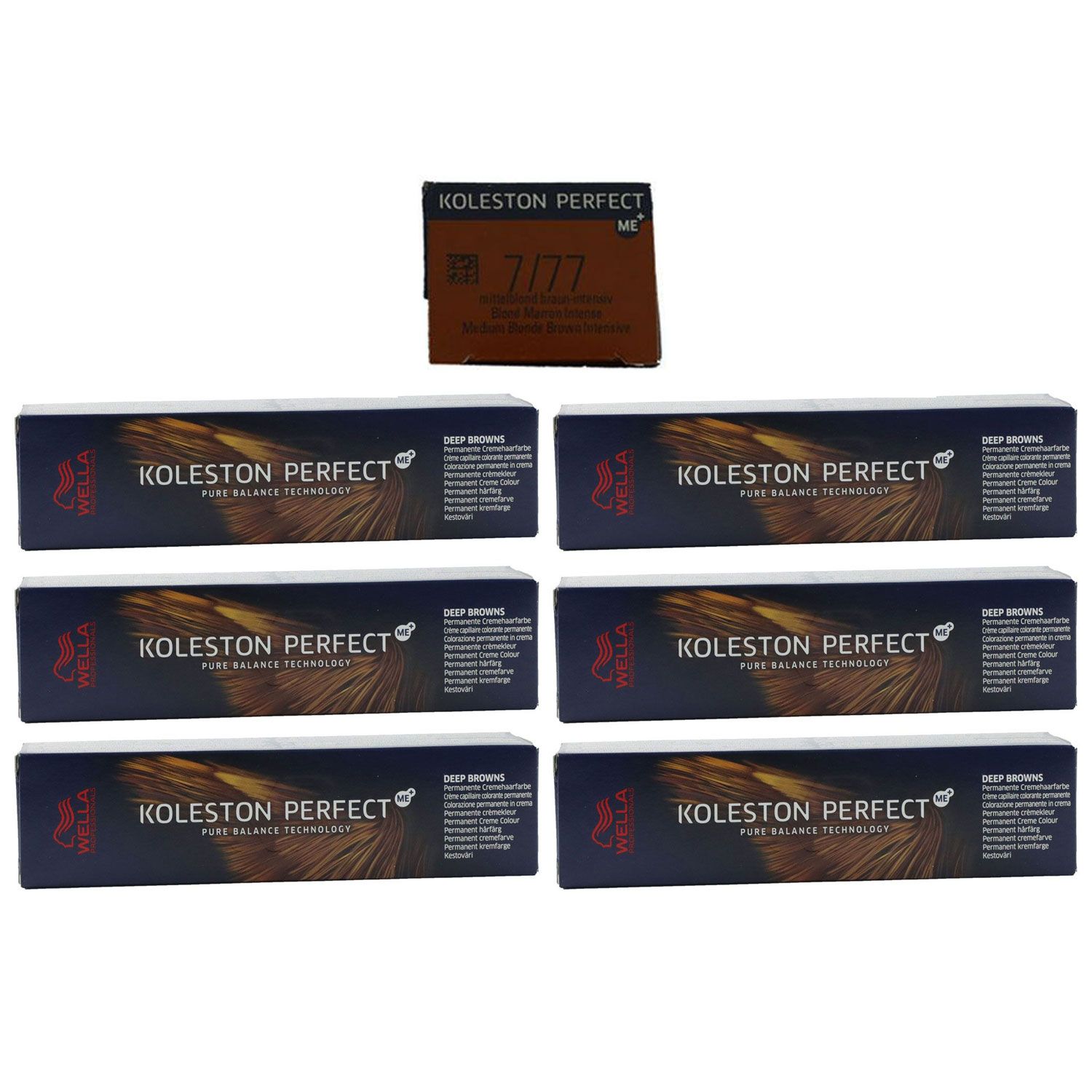 Wella Koleston 6 x 60 ml 7/77 mittelblond braun intensiv Set
