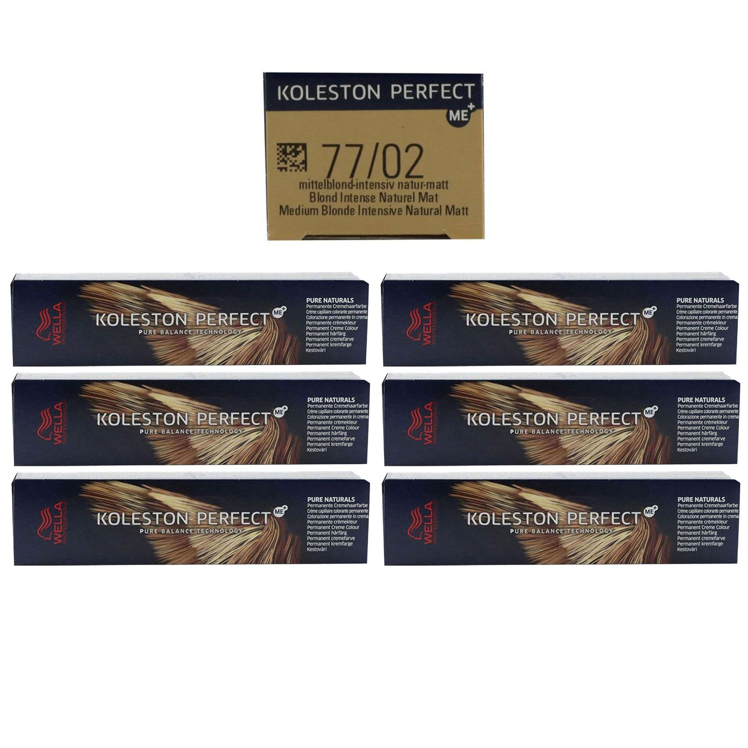 Wella Koleston 6 x 60 ml 77/02 mittelblond intensiv natur matt Set