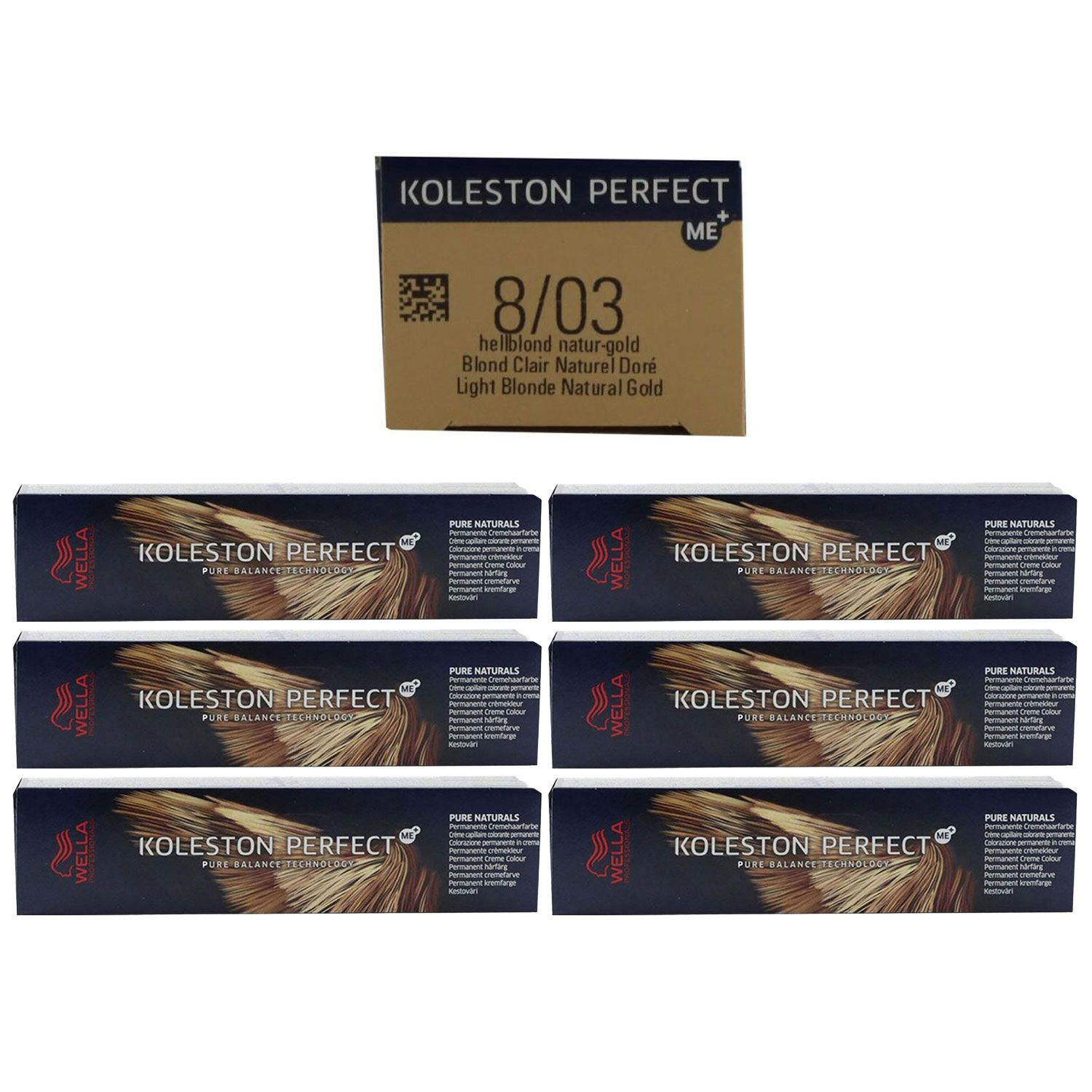 Wella Koleston 6 x 60 ml 8/03 hellblond natur gold Set