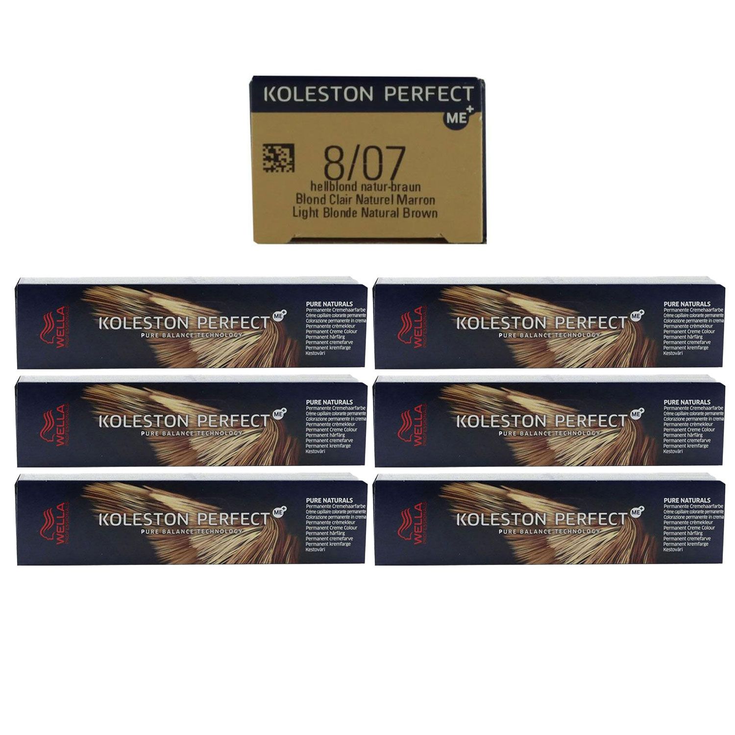 Wella Koleston 6 x 60 ml 8/07 hellblond natur braun Set