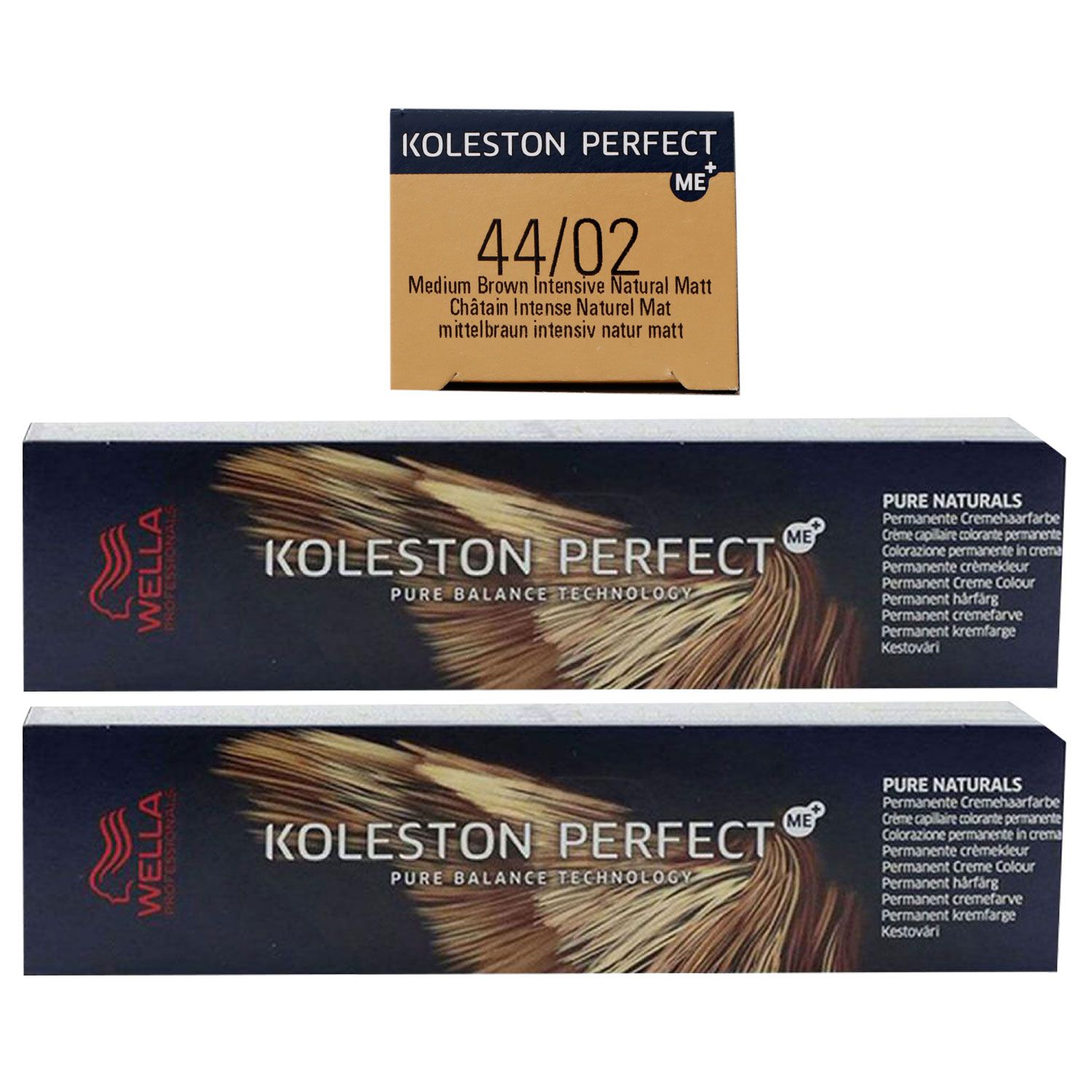 Wella Koleston Perfect ME Pure Naturals 2 x 60 ml 44/02 mittelbraun intensiv natur matt Set