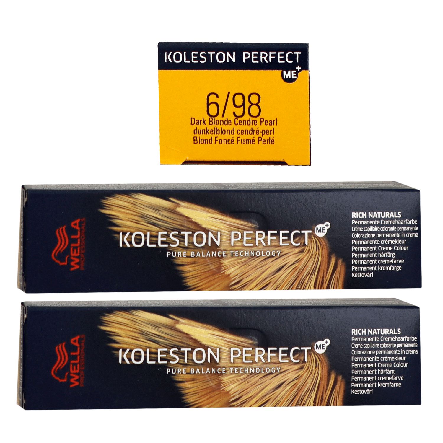Wella Koleston Perfect ME Rich Naturals 2 x 60 ml 6/98 dunkelblond cendre pearl Set