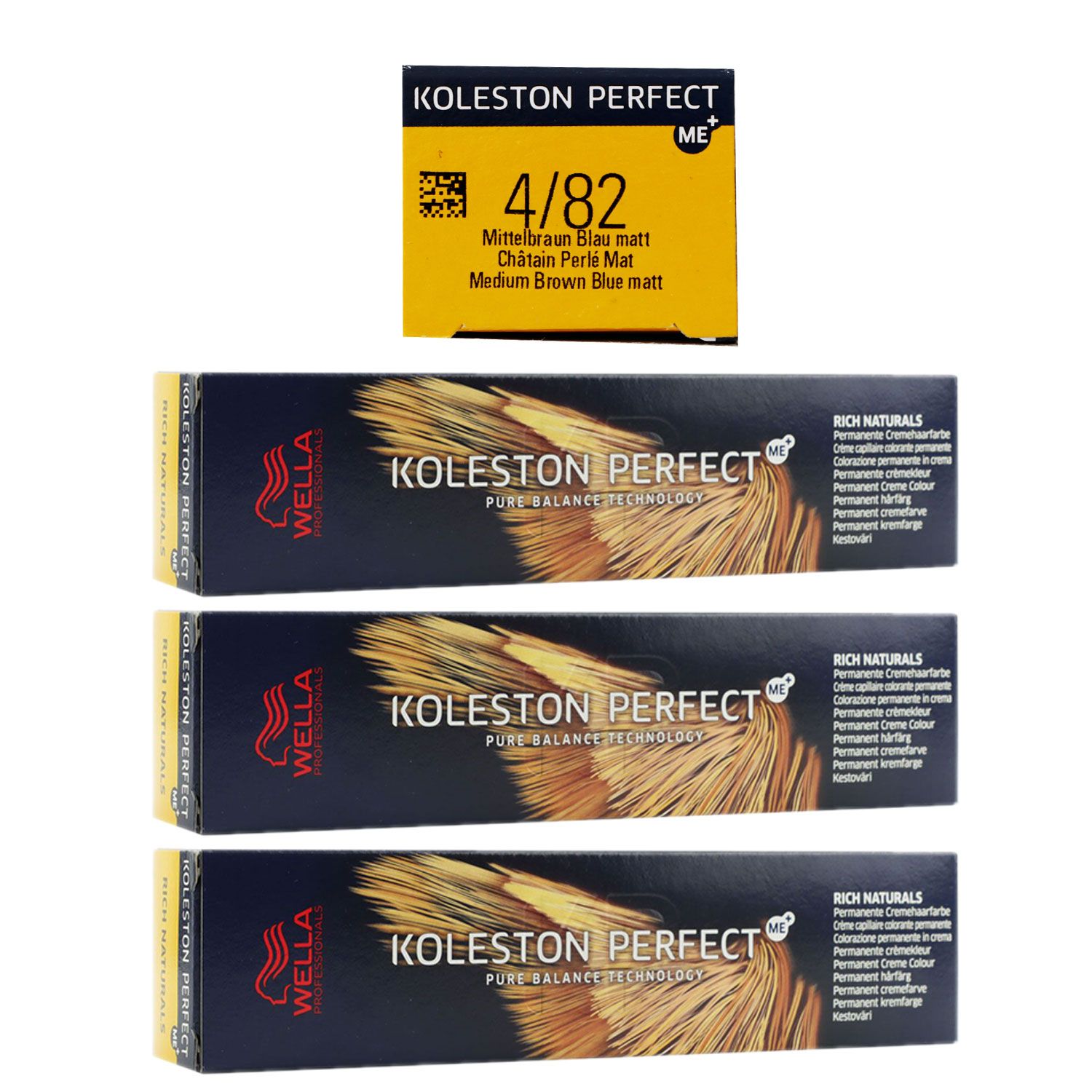 Wella Koleston Perfect ME Rich Naturals 3 x 60 ml 4/82 mittelbraun perl matt Set
