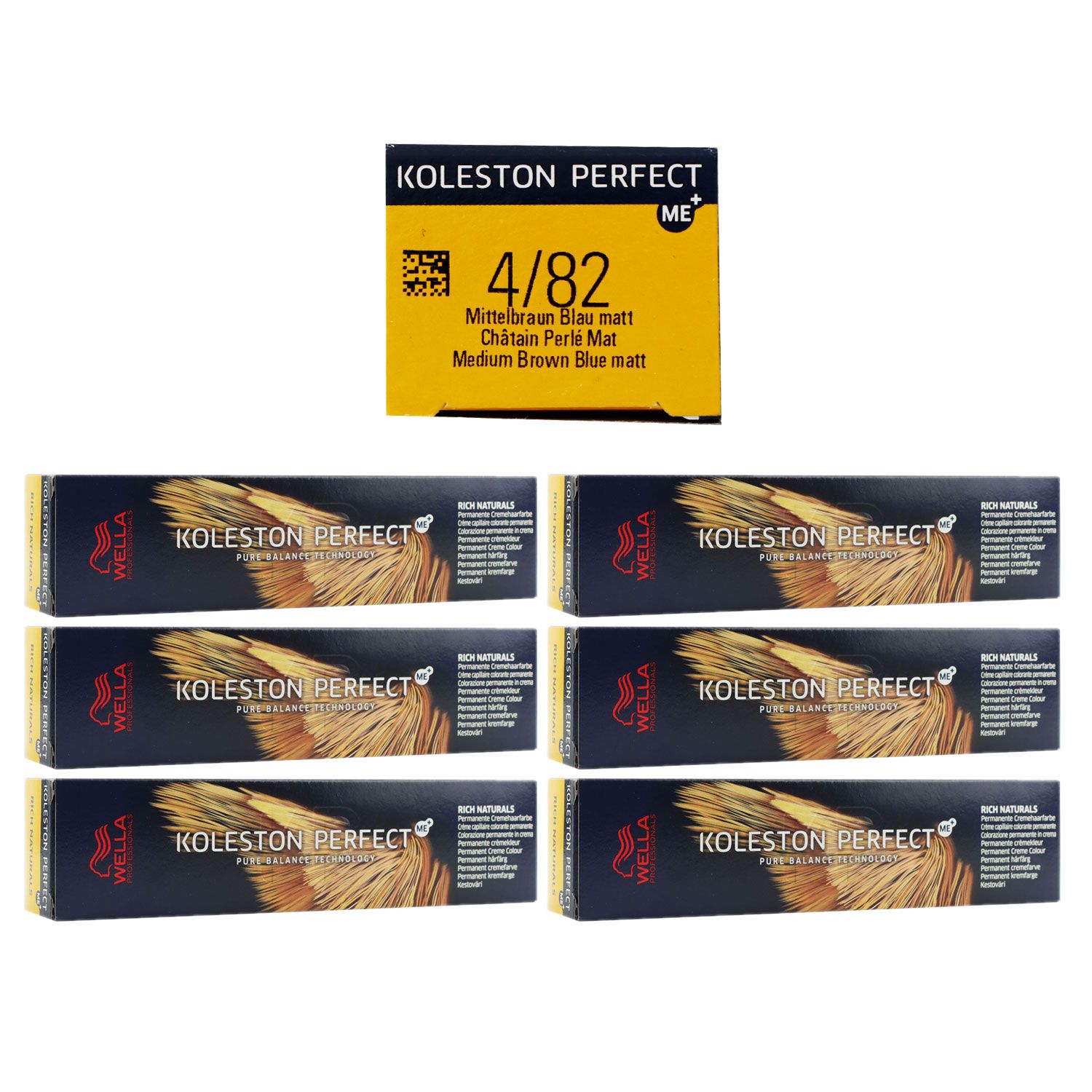 Wella Koleston Perfect ME Rich Naturals 6 x 60 ml 4/82 mittelbraun perl matt Set