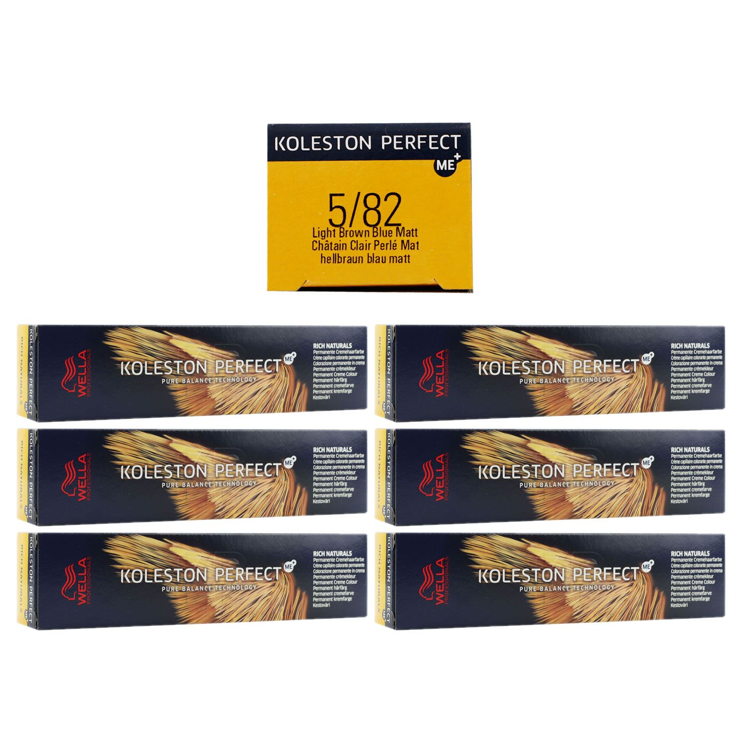 Wella Koleston Perfect ME Rich Naturals 6 x 60 ml 5/82 hellbraun perl matt Set