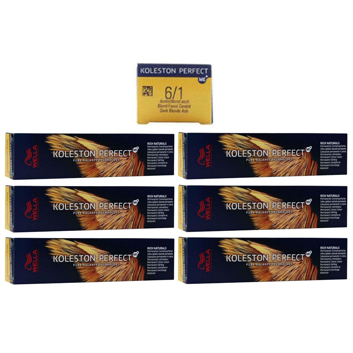 Wella Koleston Perfect ME Rich Naturals 6 x 60 ml 6/1 dunkelblond asch Set