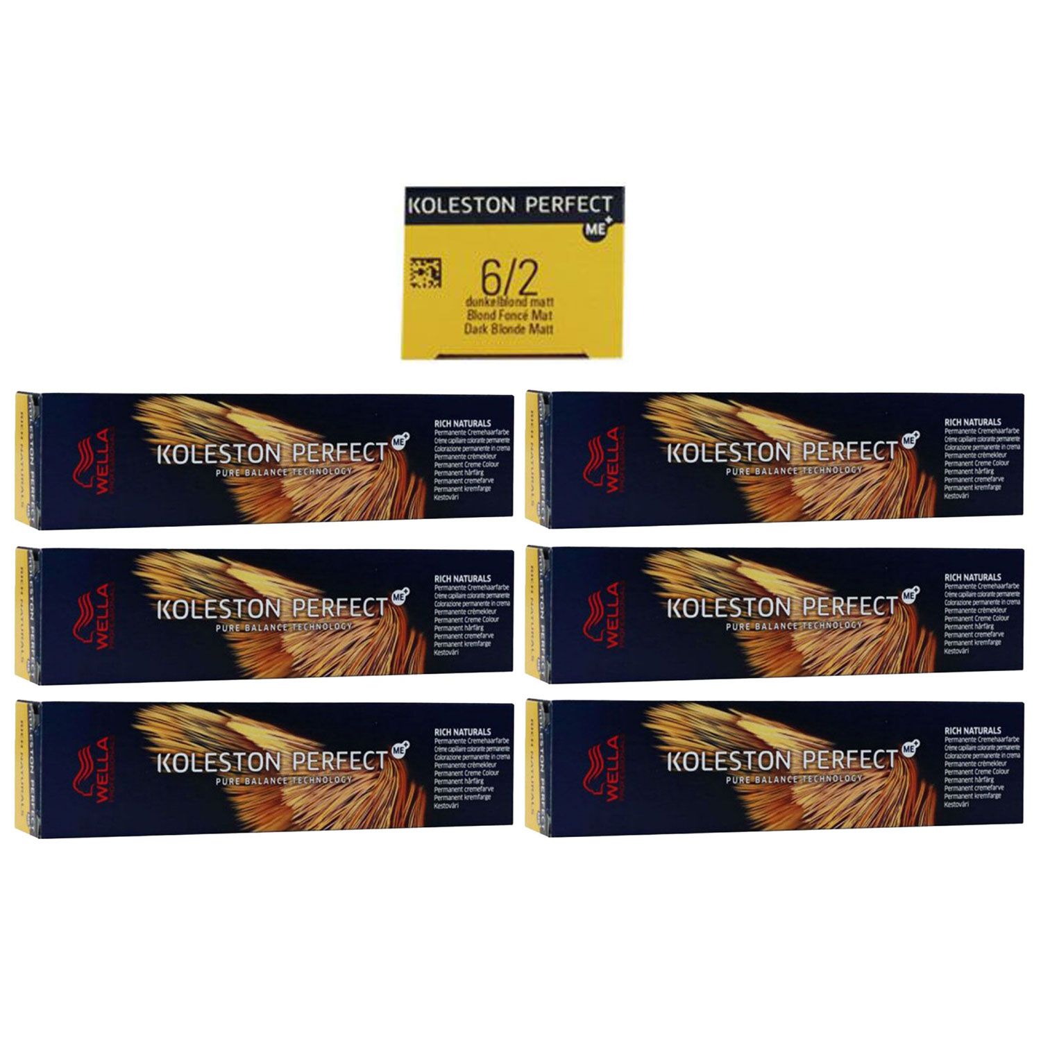 Wella Koleston Perfect ME Rich Naturals 6 x 60 ml 6/2 dunkelblond matt Set