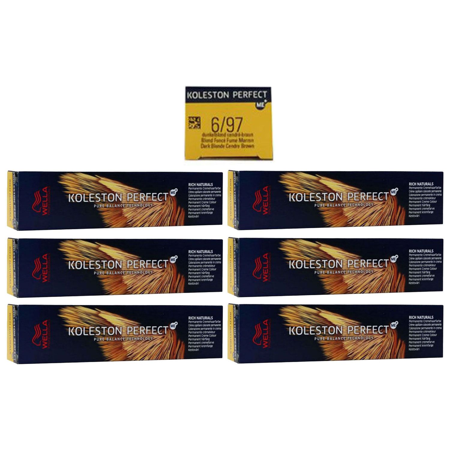 Wella Koleston Perfect ME Rich Naturals 6 x 60 ml 6/97 dunkelblond cendre braun Set