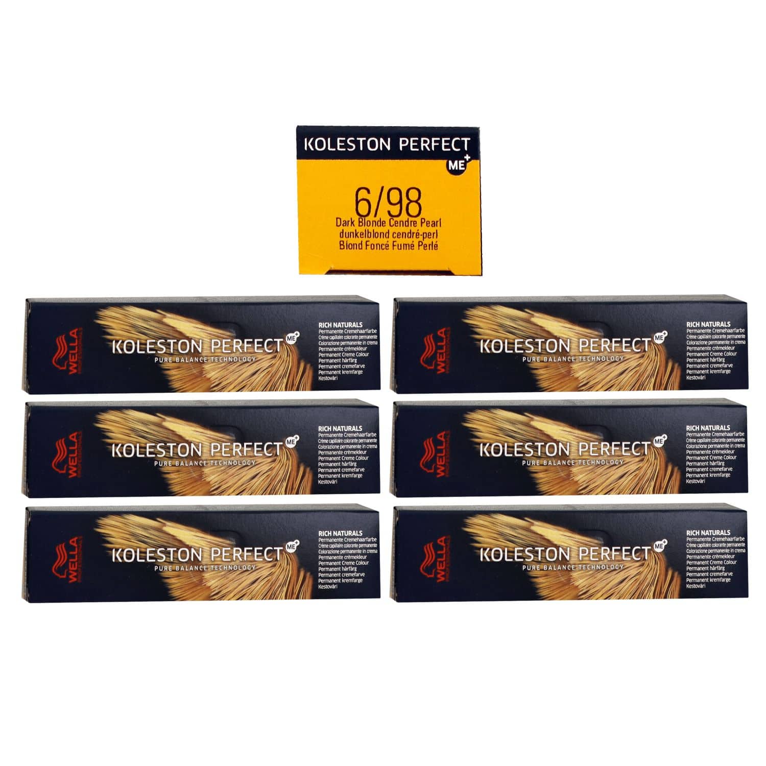 Wella Koleston Perfect ME Rich Naturals 6 x 60 ml 6/98 dunkelblond cendre pearl Set