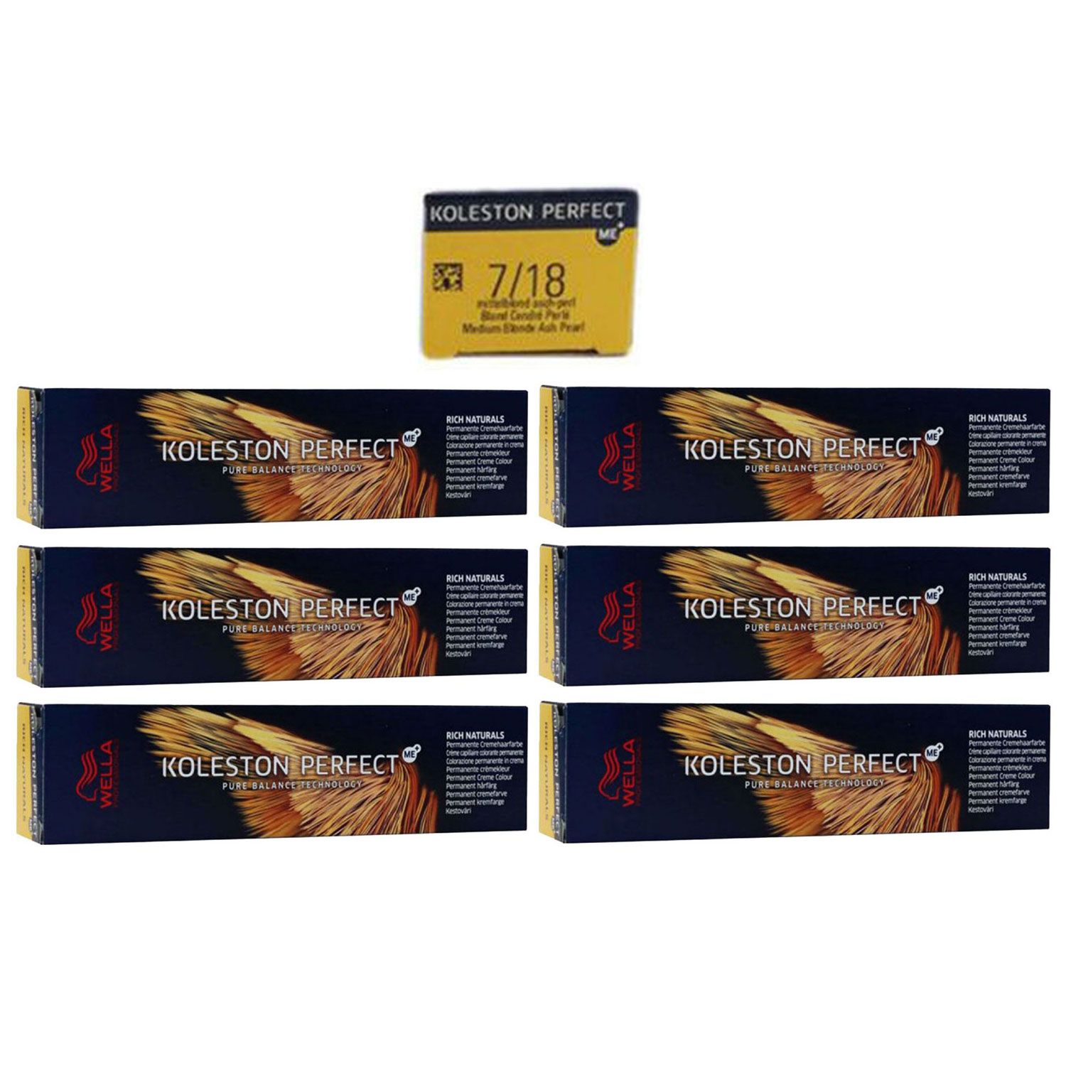Wella Koleston Perfect ME Rich Naturals 6 x 60 ml 7/18 mittelblond asch pearl Set