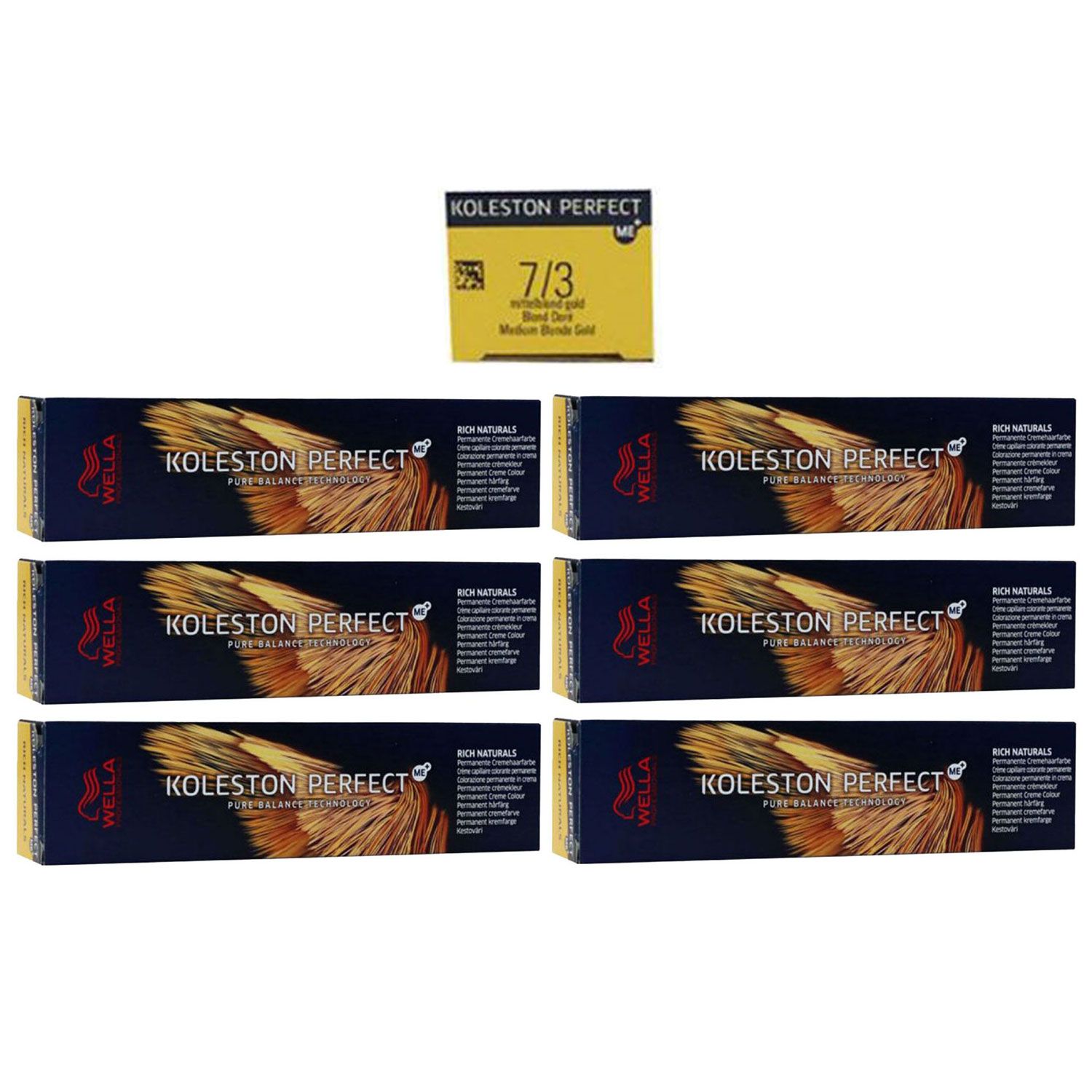 Wella Koleston Perfect ME Rich Naturals 6 x 60 ml 7/3 mittelblond gold Set