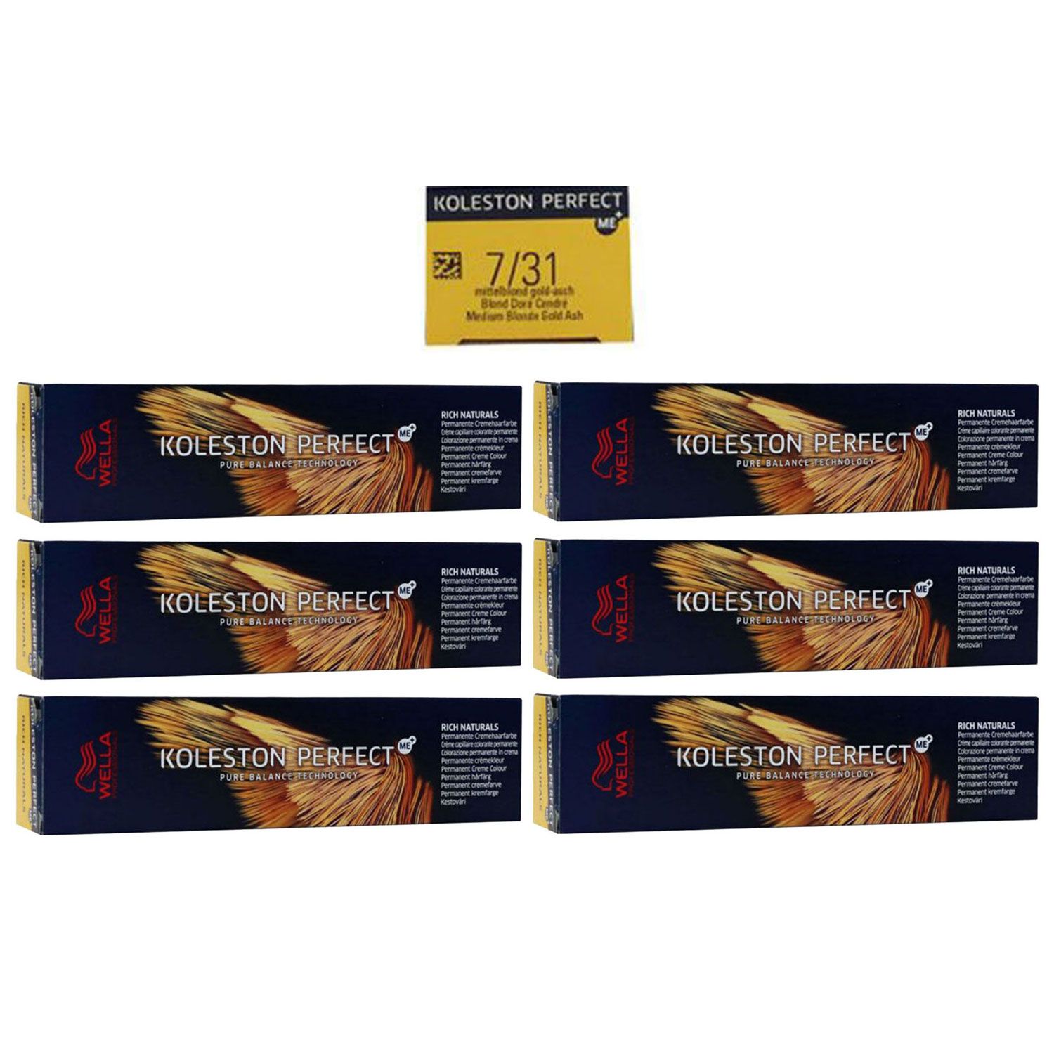 Wella Koleston Perfect ME Rich Naturals 6 x 60 ml 7/31 mittelblond gold asch Set