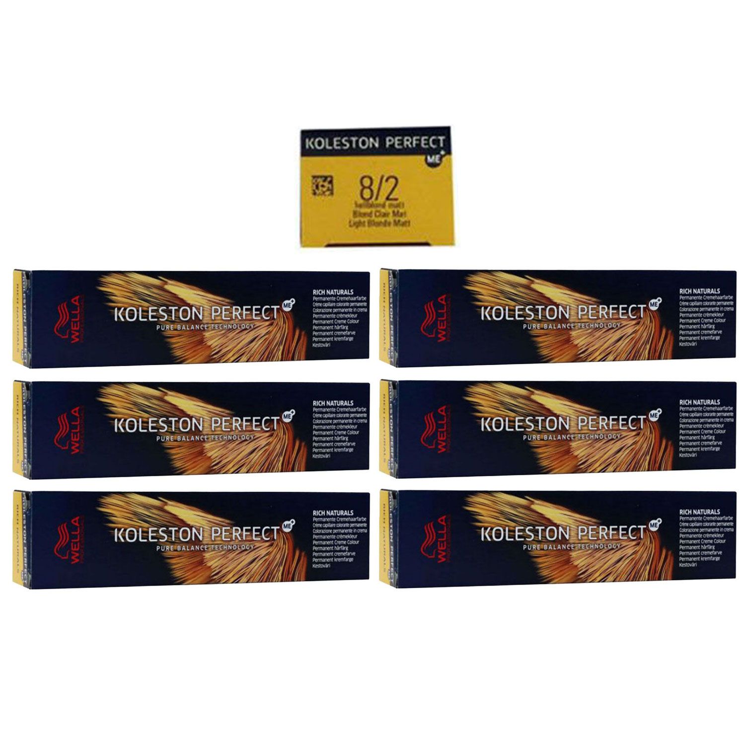 Wella Koleston Perfect ME Rich Naturals 6 x 60 ml 8/2 hellblond matt Set